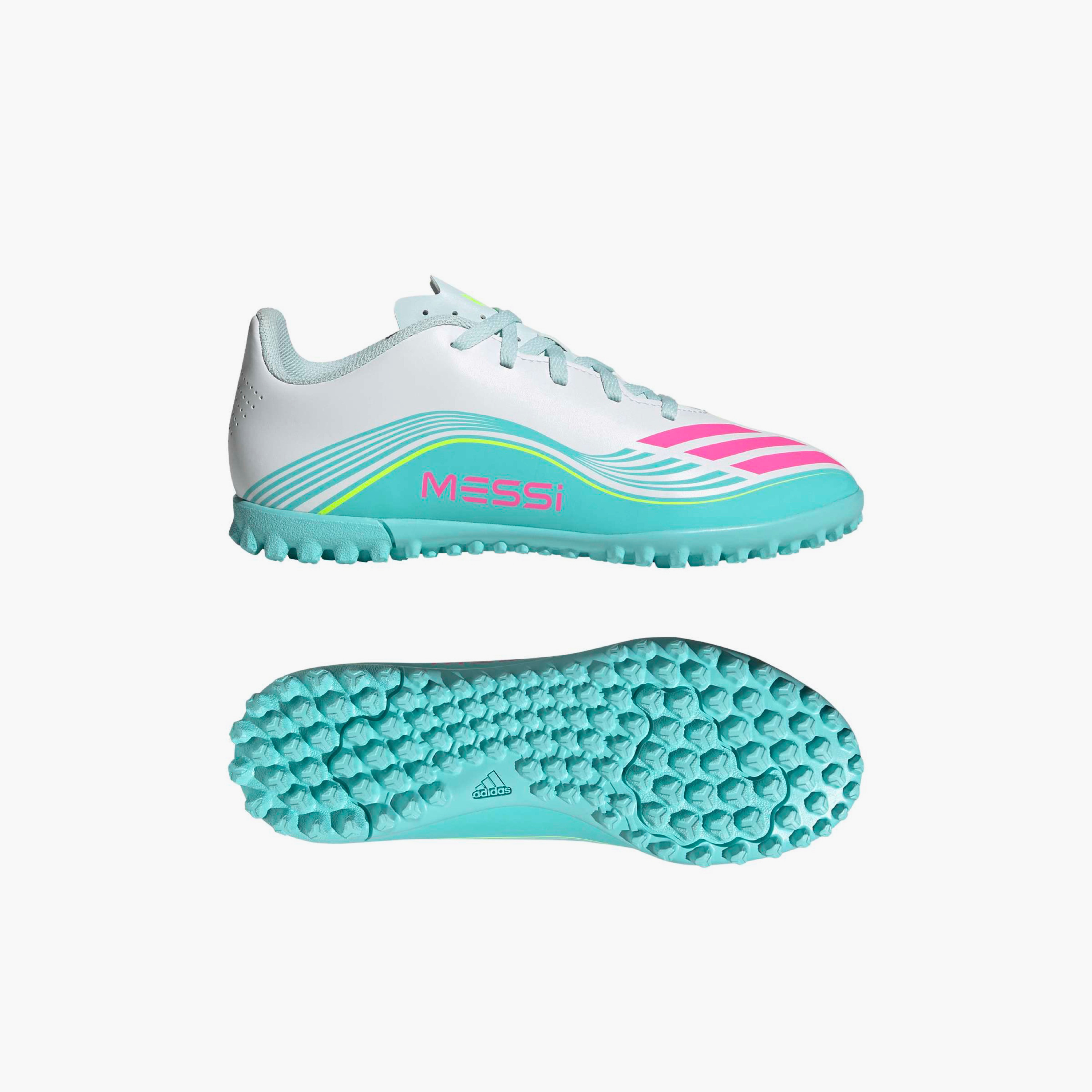 حذاء كرة قدم برباط لملعب النجيلة الصناعية ميسي كلوب F50 للأولاد TF من أديداس-sports-boys-shoes-image-8