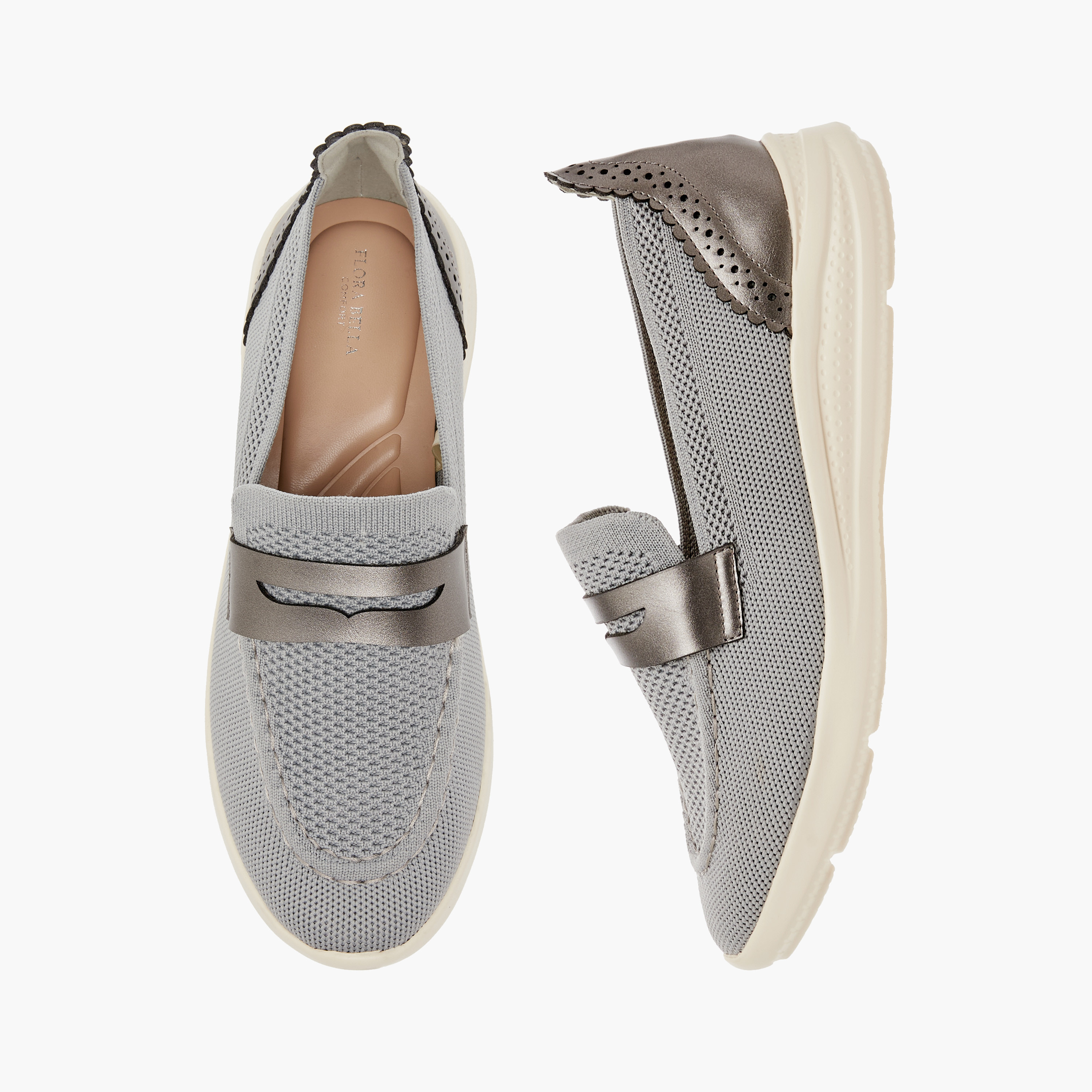 Flora Bella Textured Slip-On Comfort Loafers with Cutout Detail-women-shoes-loafersandmoccasins-image-1