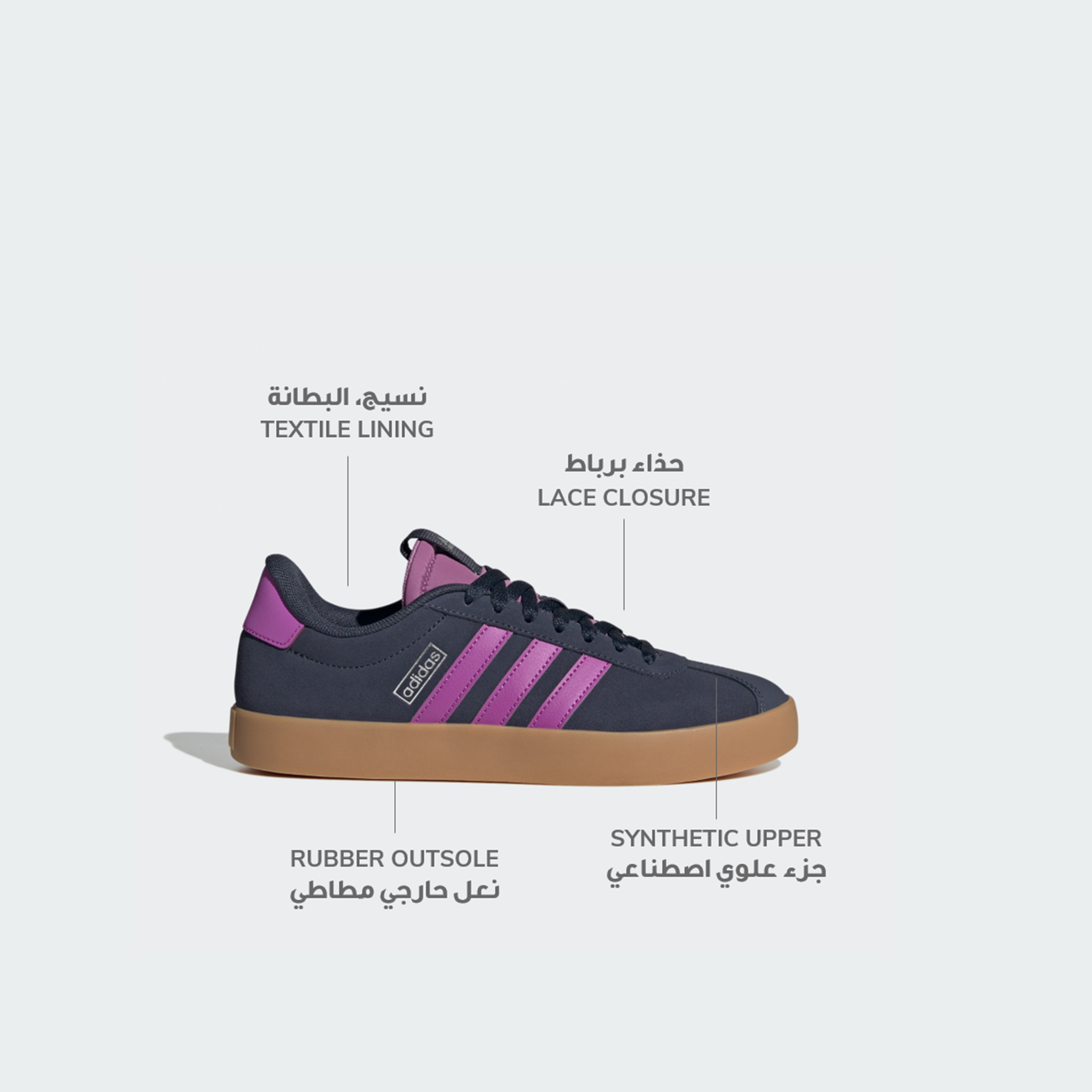 adidas Women's Lace-Up VL Court 3.0 Low Ankle Sneakers | OE-sports-women-shoes-image-2