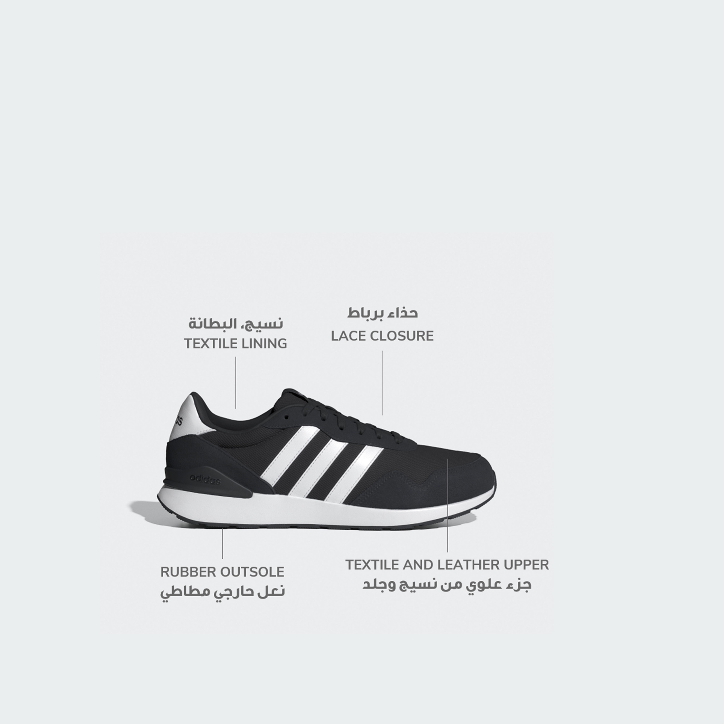 أديداس - حذاء رياضي رن 60S 4.0 برباط وكاحل منخفض للرجال | OE-sports-men-shoes-image-2