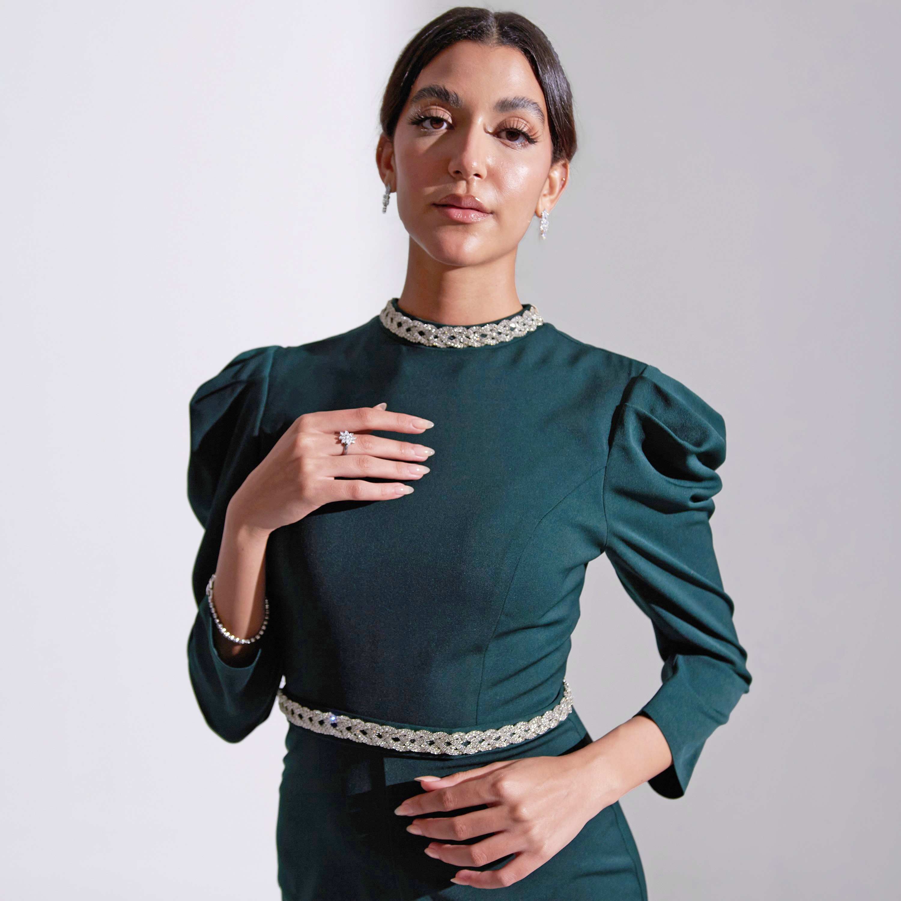 Akadia Embellished Neck Crepe Evening Women's Jumpsuit-women-clothing-jumpsuits-image-5
