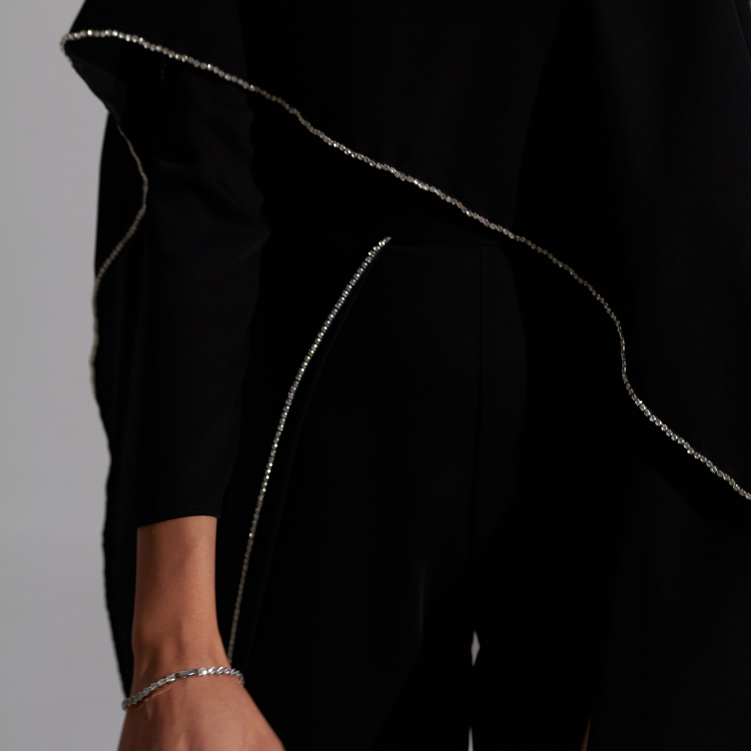 Akadia Stone Detailed Crepe Float Cape Overlay Women's Jumpsuit-women-clothing-jumpsuits-image-18