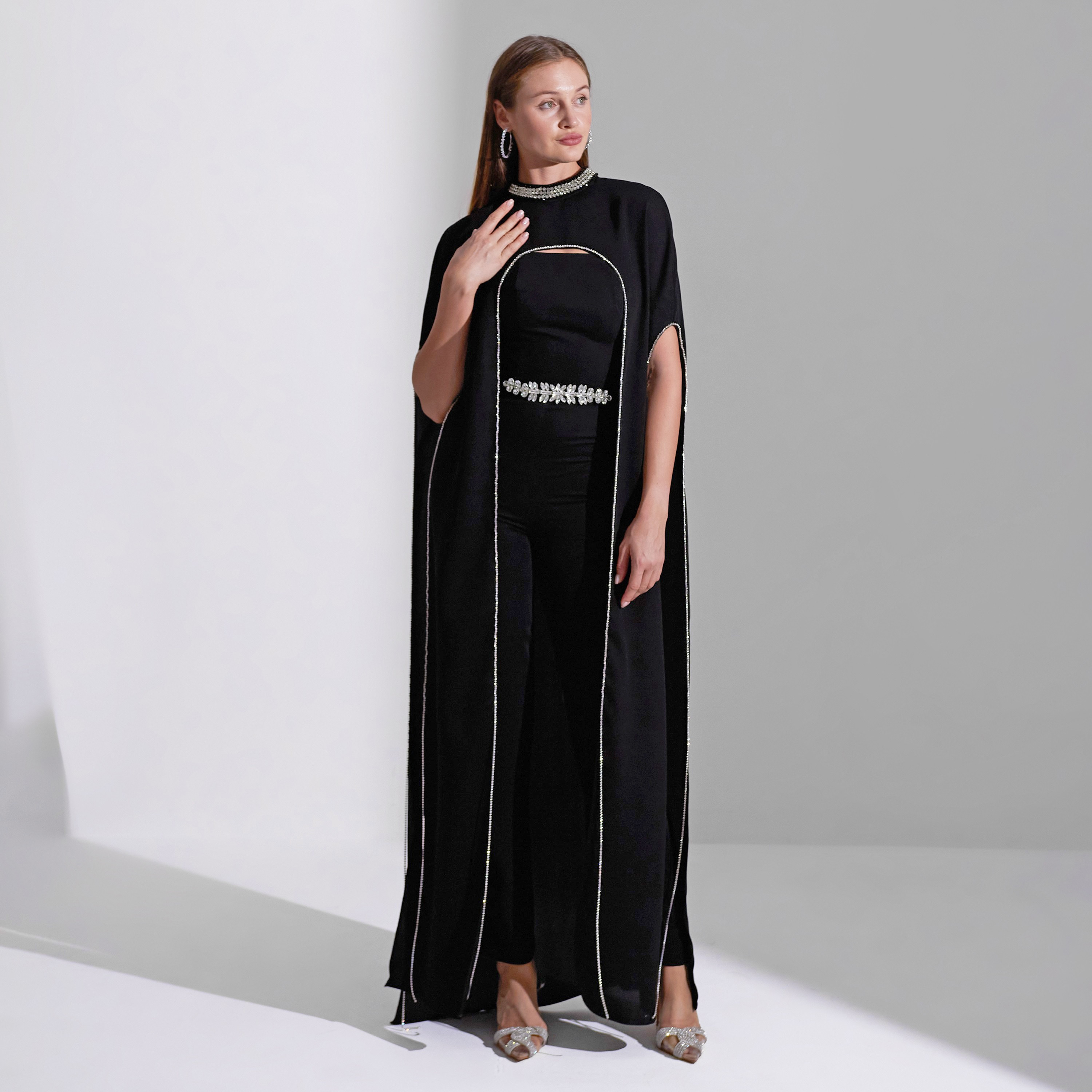 Akadia Crystal Cape Crepe Evening Women's Jumpsuit-women-clothing-jumpsuits-image-14