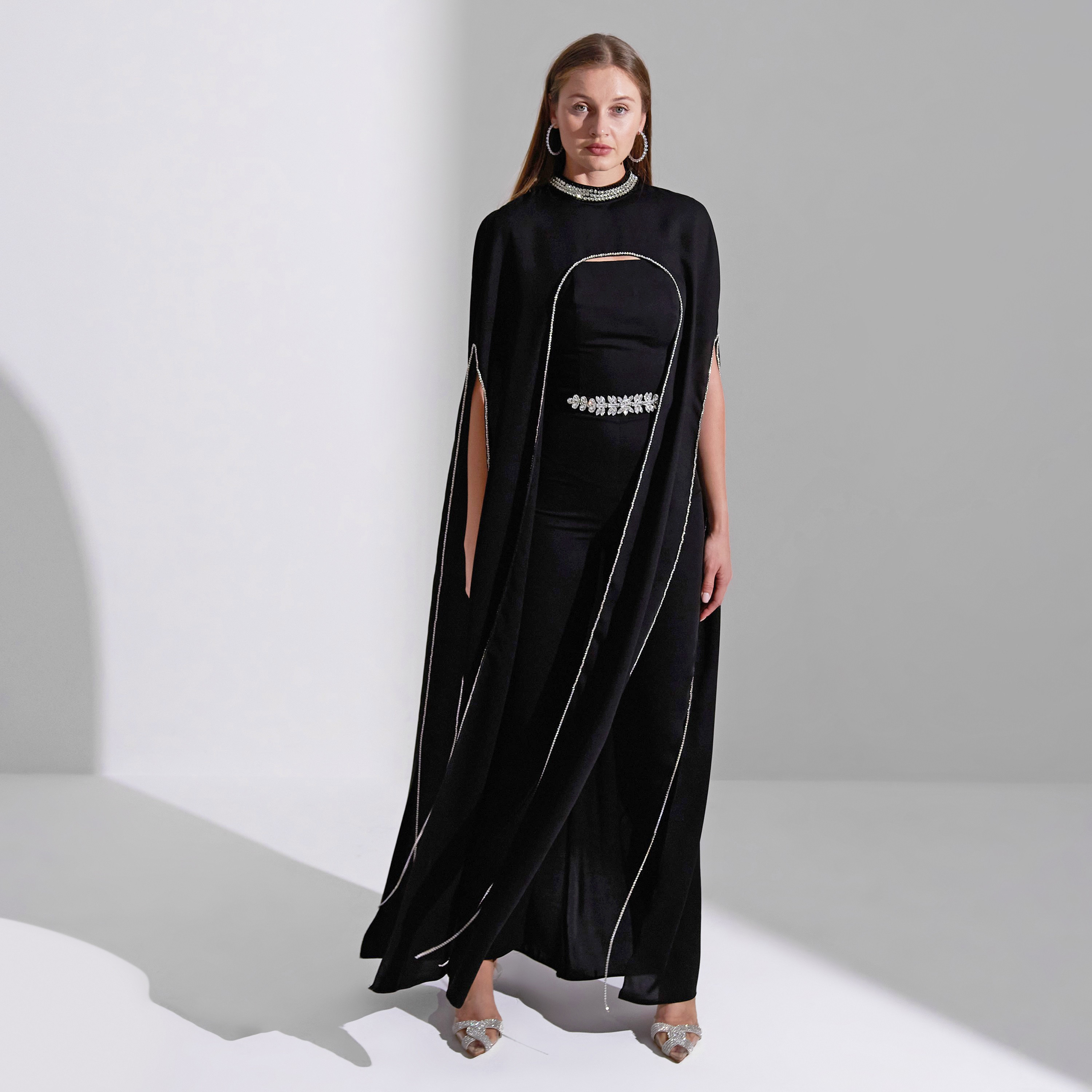 Akadia Crystal Cape Crepe Evening Women's Jumpsuit-women-clothing-jumpsuits-image-15