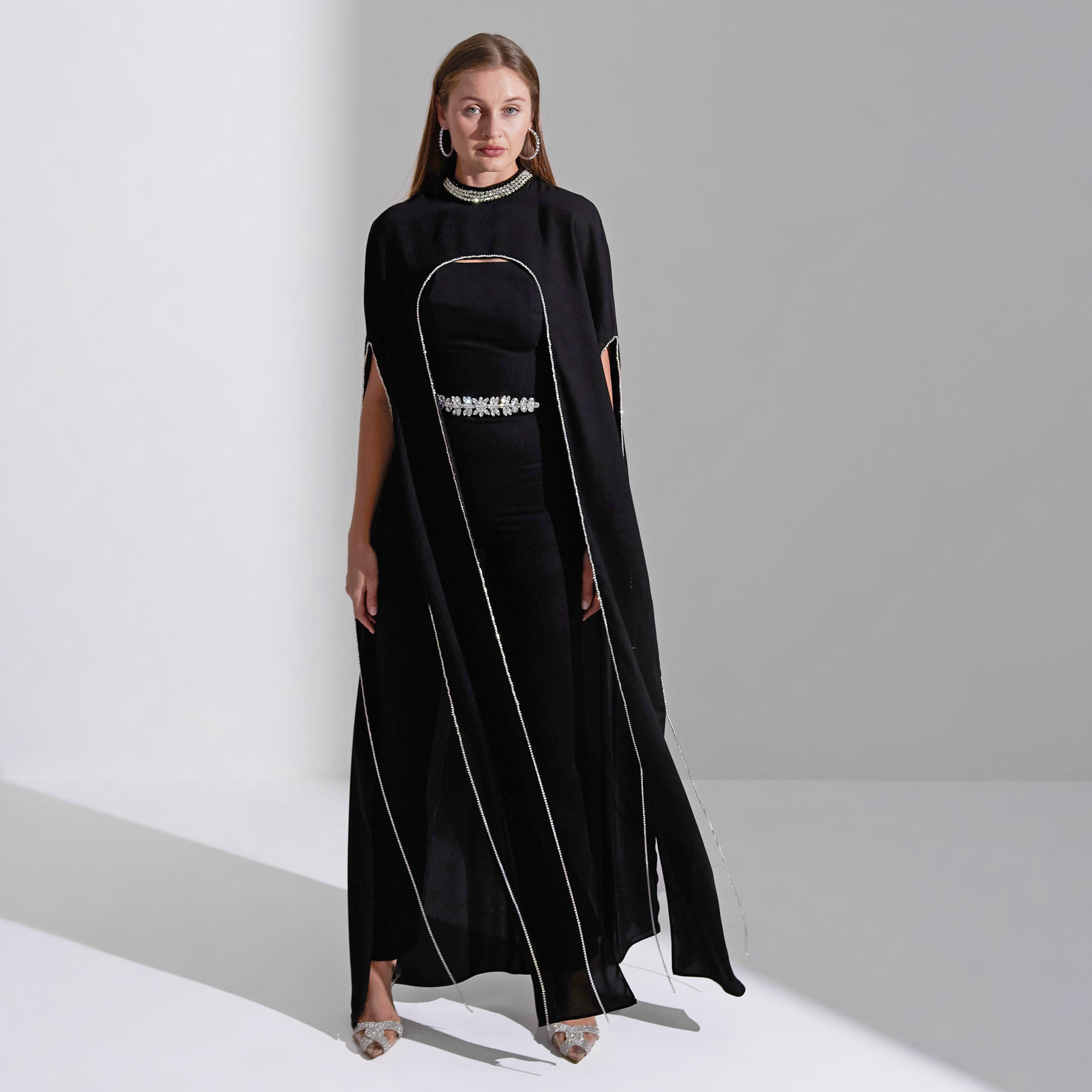 Akadia Crystal Cape Crepe Evening Women's Jumpsuit-women-clothing-jumpsuits-image-17