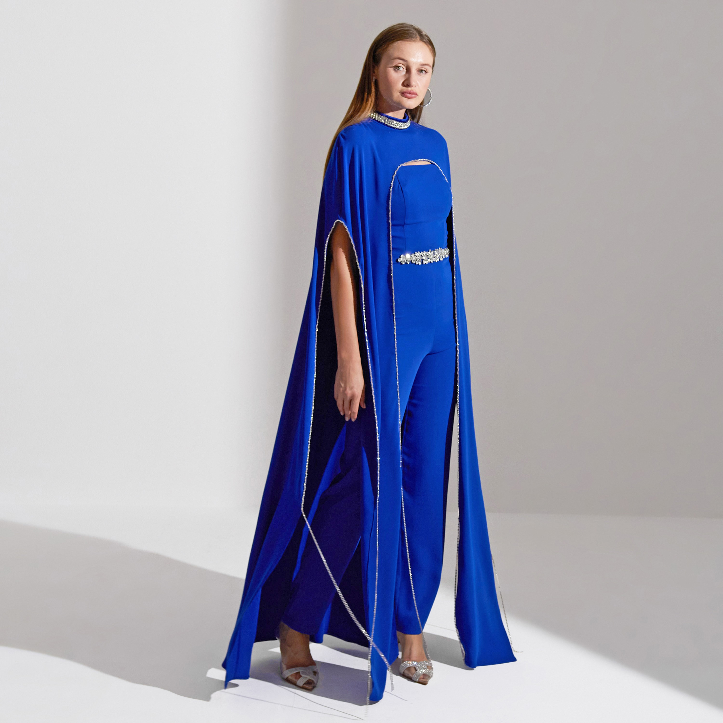 Akadia Crystal Cape Crepe Evening Women's Jumpsuit-women-clothing-jumpsuits-image-9
