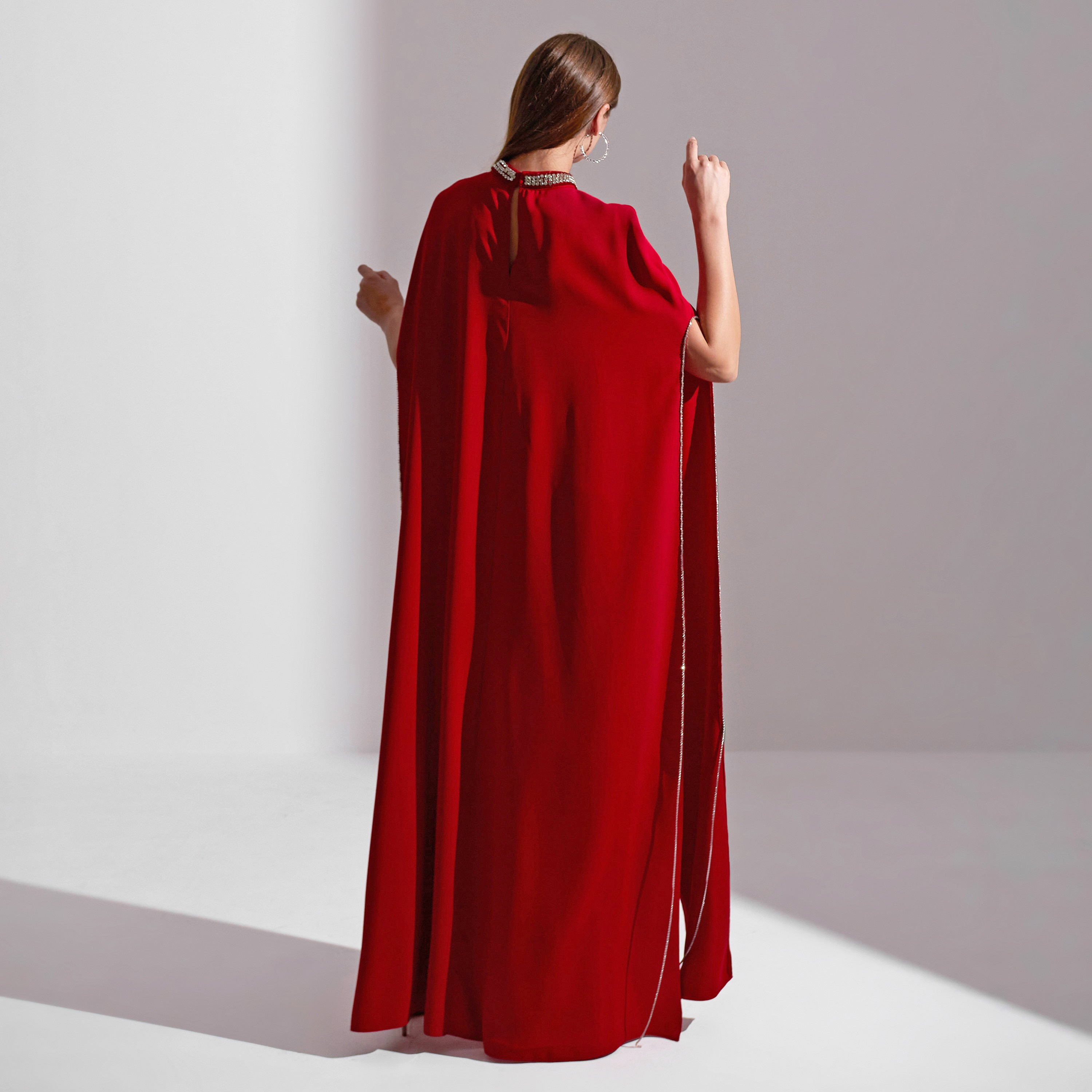 Akadia Crystal Cape Crepe Evening Women's Jumpsuit-women-clothing-jumpsuits-image-3