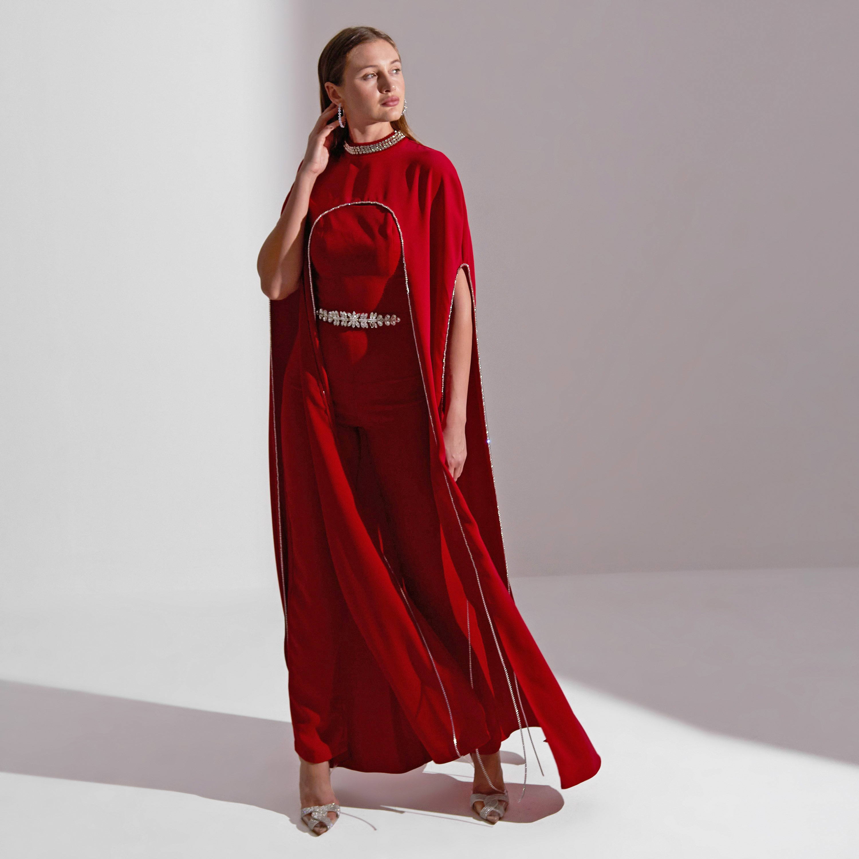Akadia Crystal Cape Crepe Evening Women's Jumpsuit-women-clothing-jumpsuits-image-4