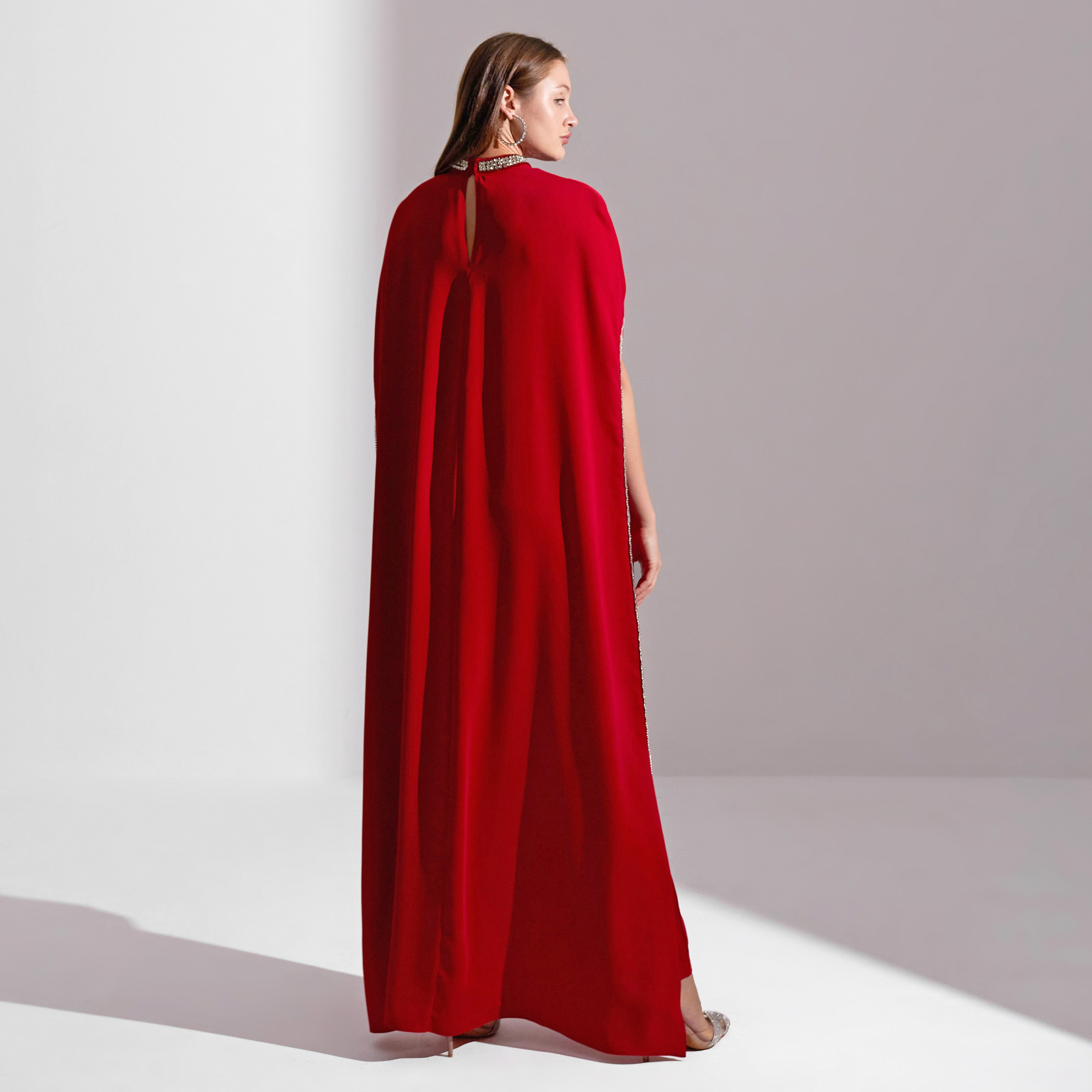 Akadia Crystal Cape Crepe Evening Women's Jumpsuit-women-clothing-jumpsuits-image-5