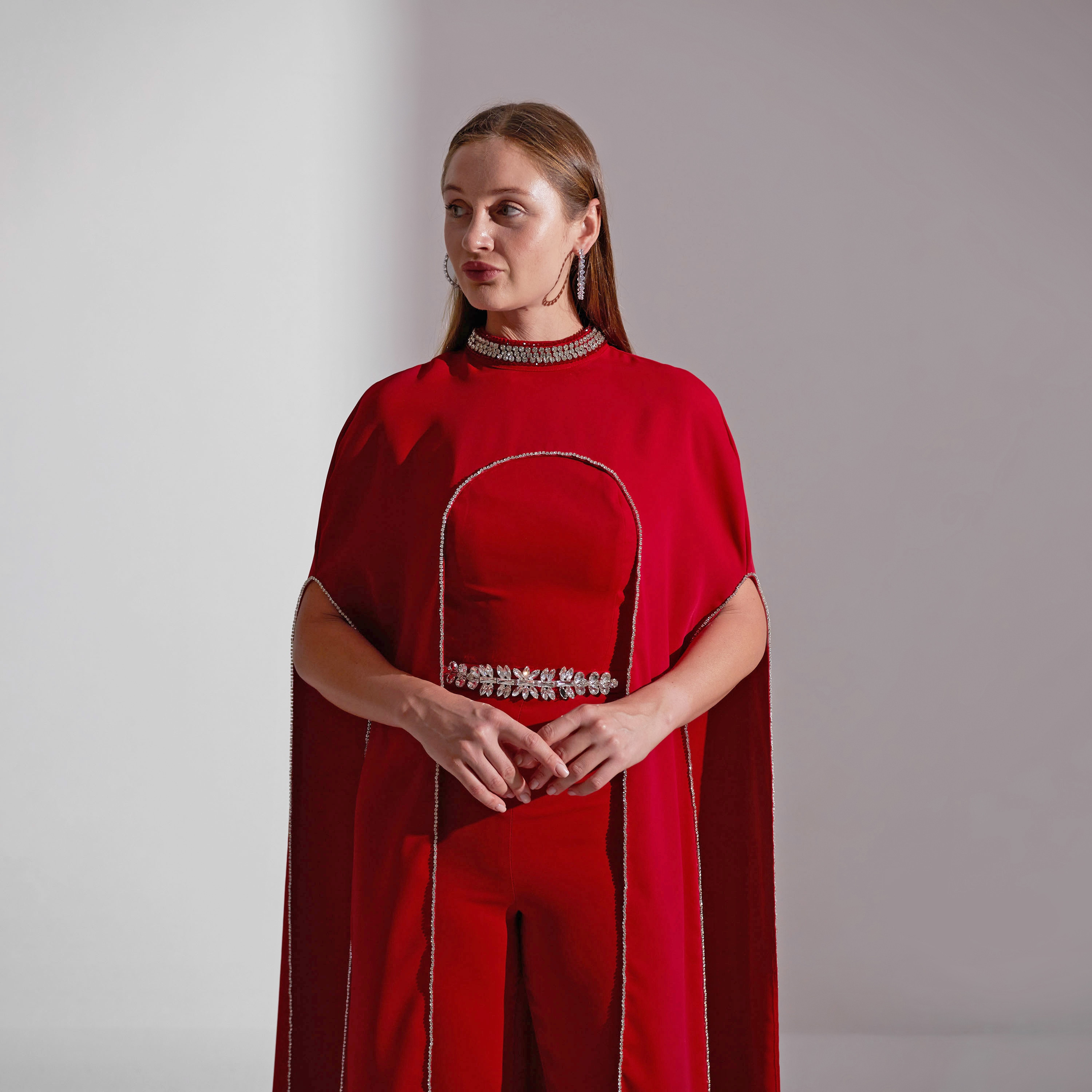 Akadia Crystal Cape Crepe Evening Women's Jumpsuit-women-clothing-jumpsuits-image-6
