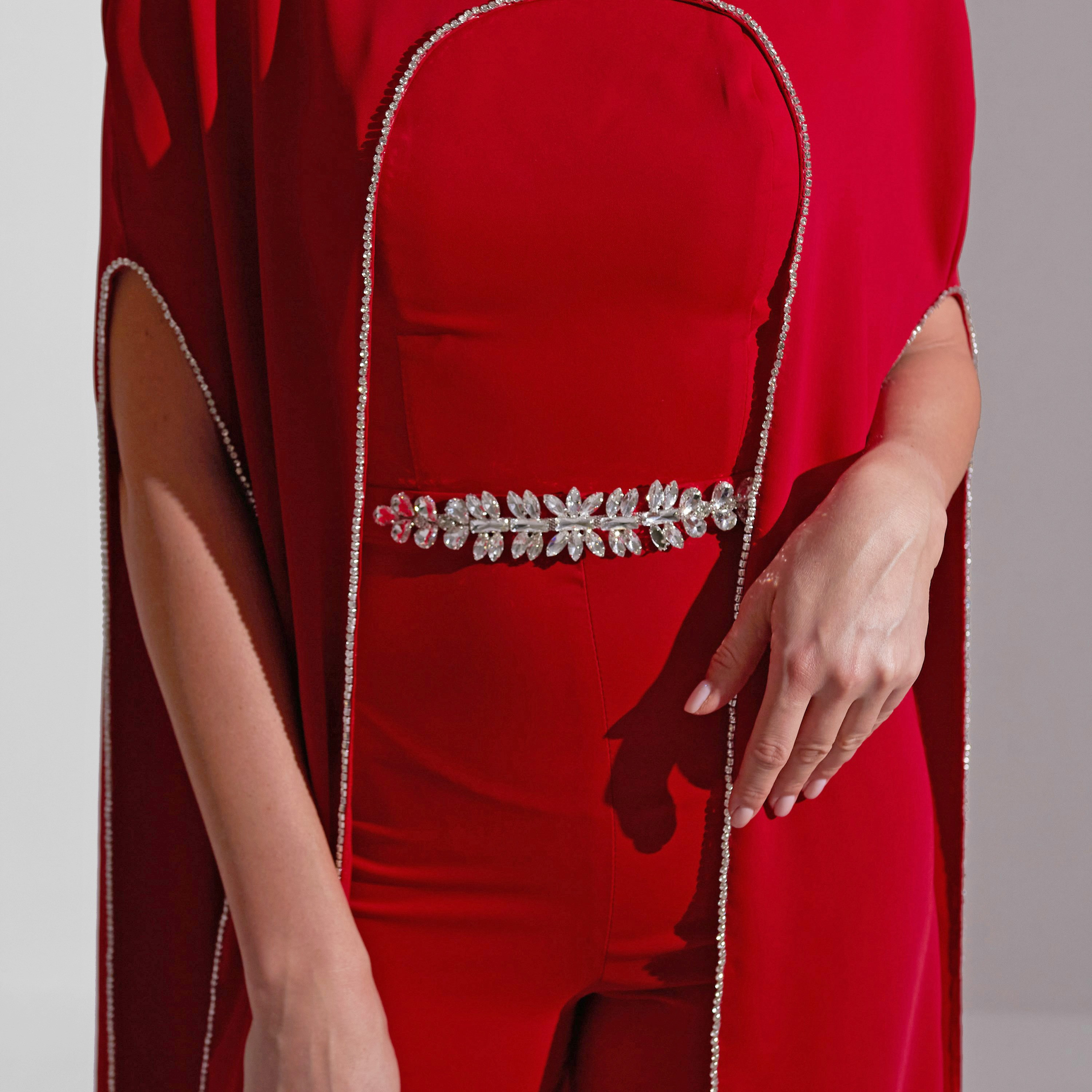 Akadia Crystal Cape Crepe Evening Women's Jumpsuit-women-clothing-jumpsuits-image-7