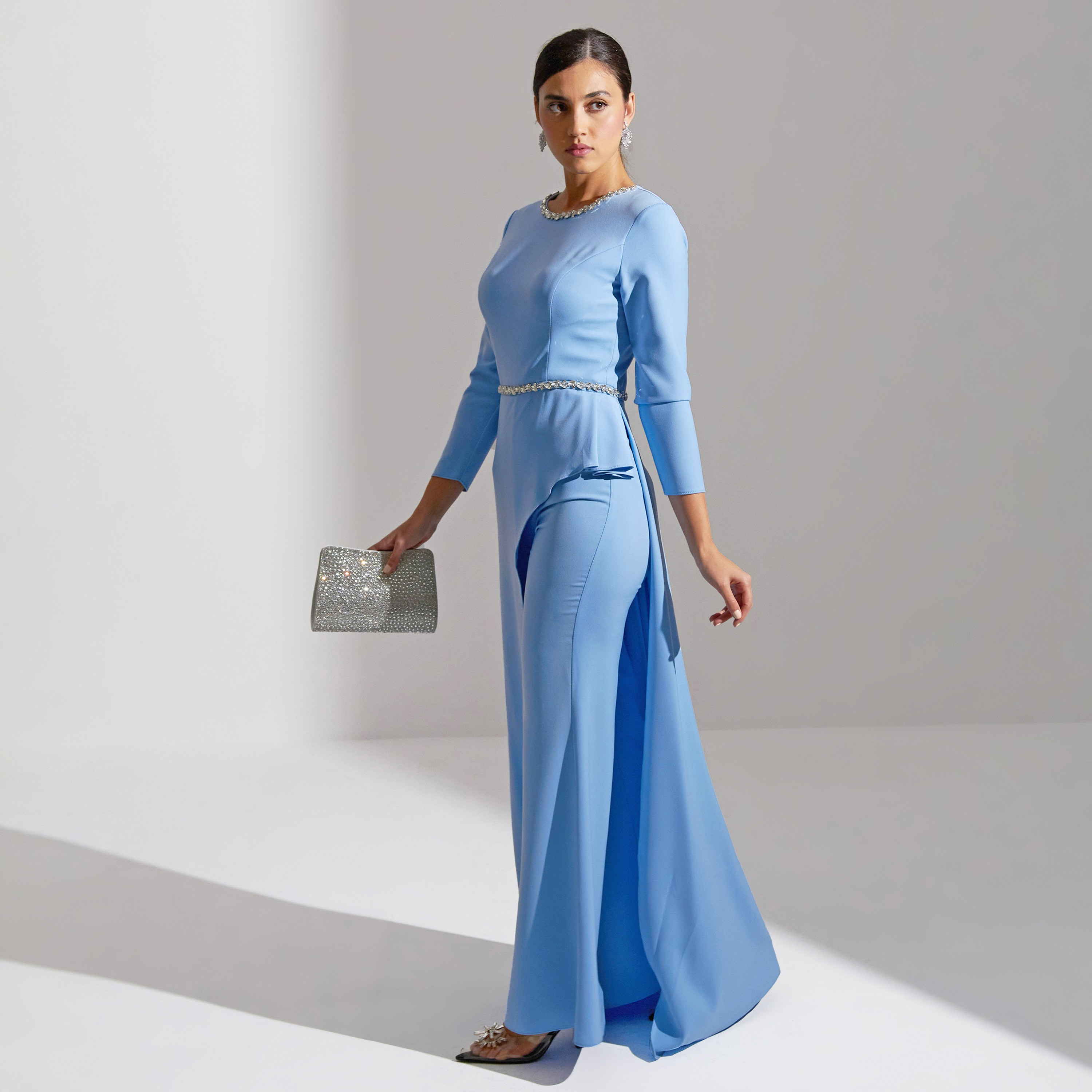Akadia Laced Crepe Curved Evening Women's Jumpsuit-women-clothing-jumpsuits-image-2
