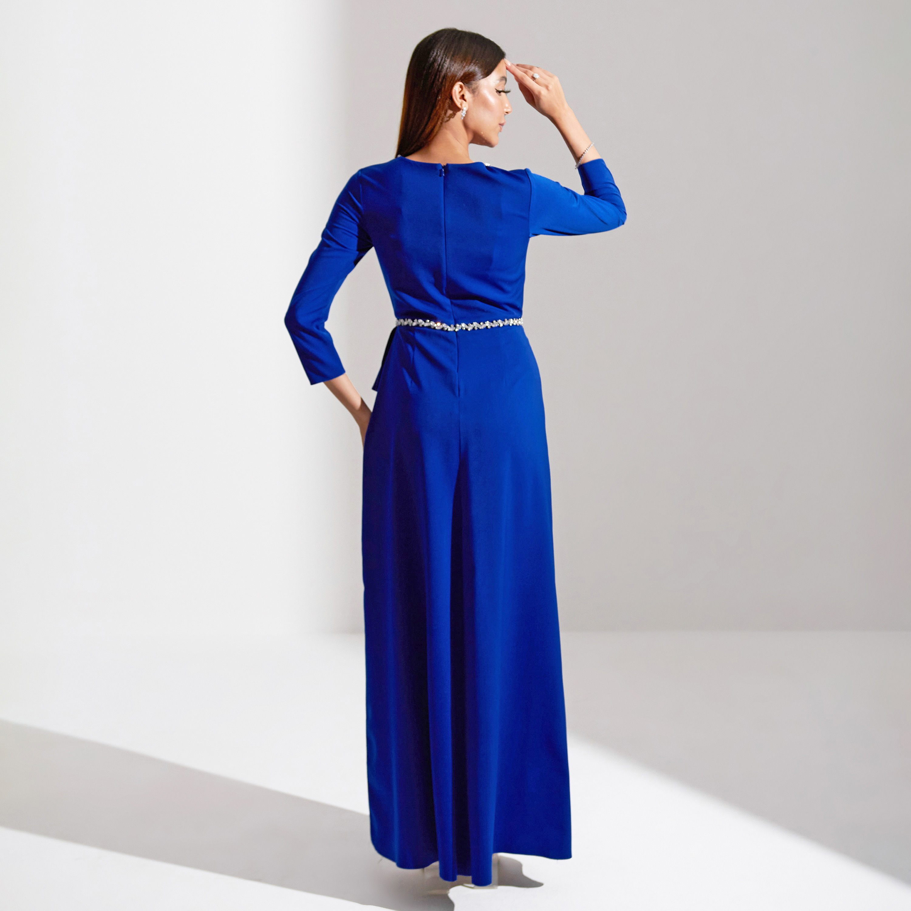 Akadia Laced Crepe Curved Evening Women's Jumpsuit-women-clothing-jumpsuits-image-15