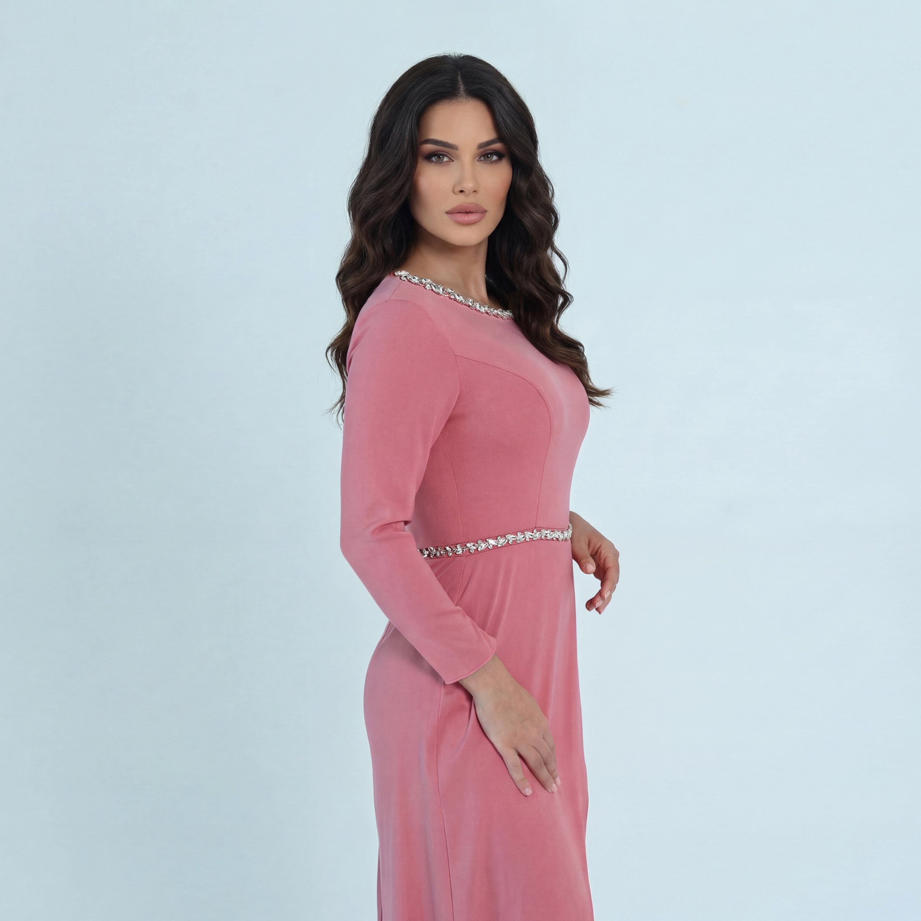 Akadia Crystal Work Crepe Curved Evening Women's Jumpsuit-women-clothing-jumpsuits-image-5