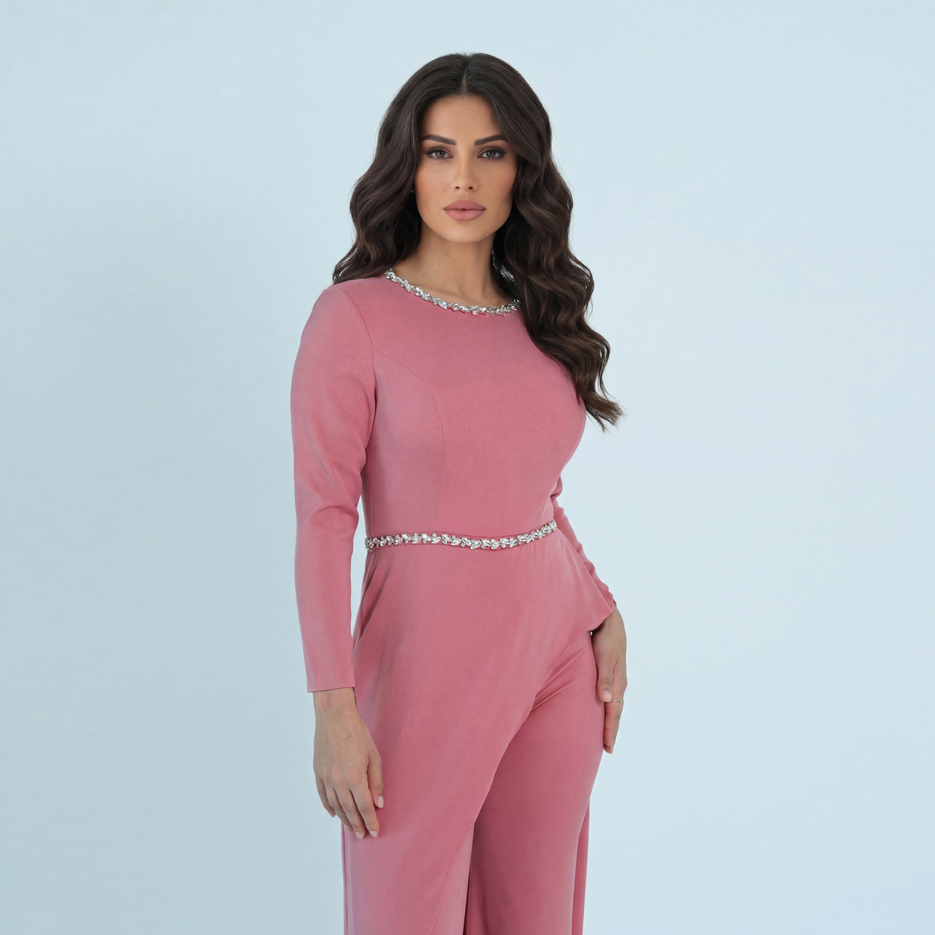 Akadia Crystal Work Crepe Curved Evening Women's Jumpsuit-women-clothing-jumpsuits-image-6