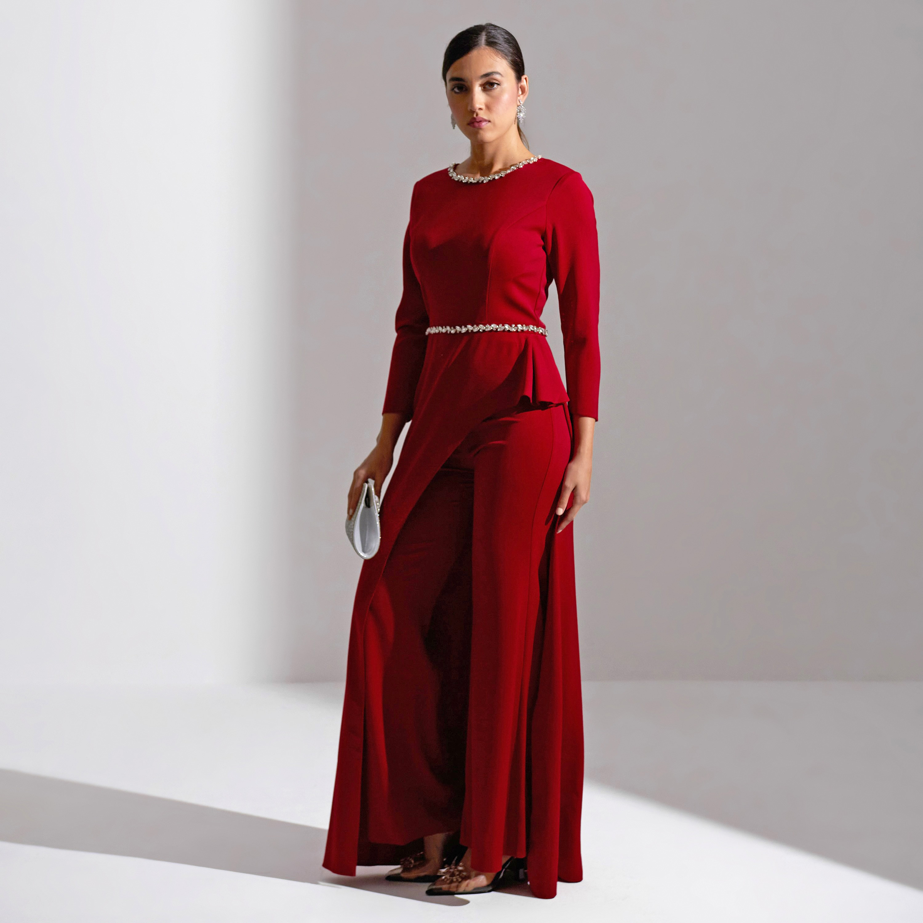Akadia Laced Crepe Curved Evening Women's Jumpsuit-women-clothing-jumpsuits-image-9