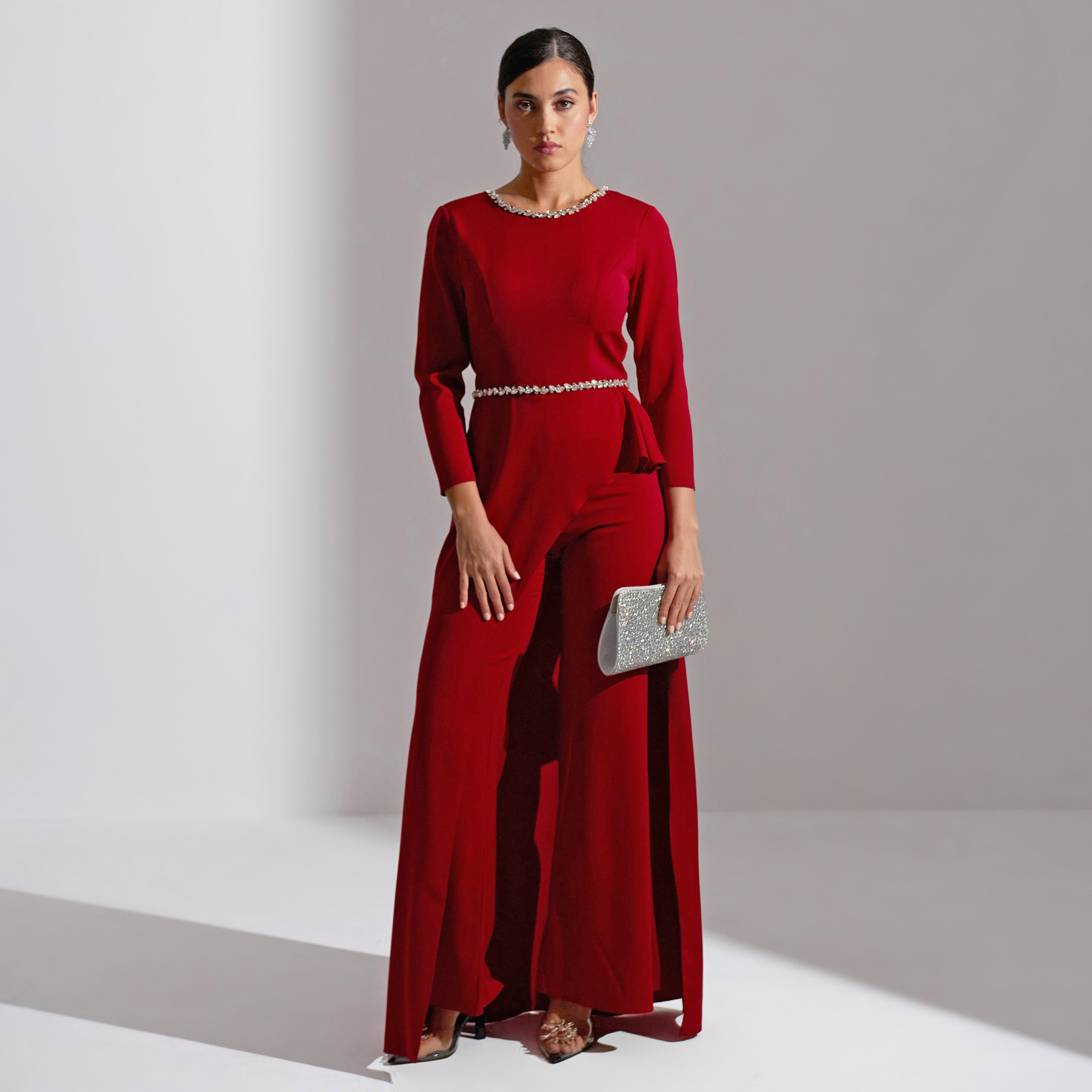 Akadia Laced Crepe Curved Evening Women's Jumpsuit-women-clothing-jumpsuits-image-10