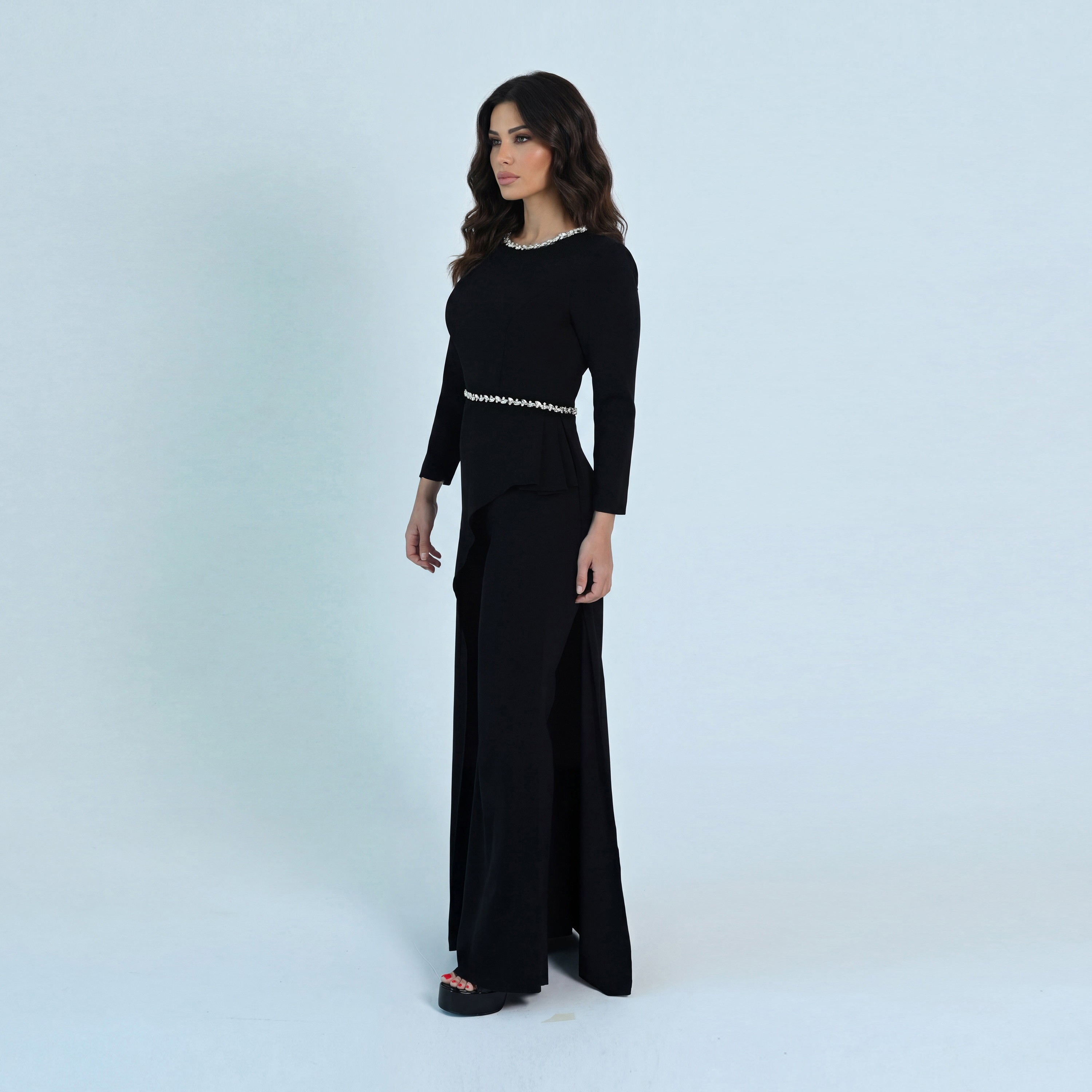 Akadia Crystal Work Crepe Curved Evening Women's Jumpsuit-women-clothing-jumpsuits-image-10