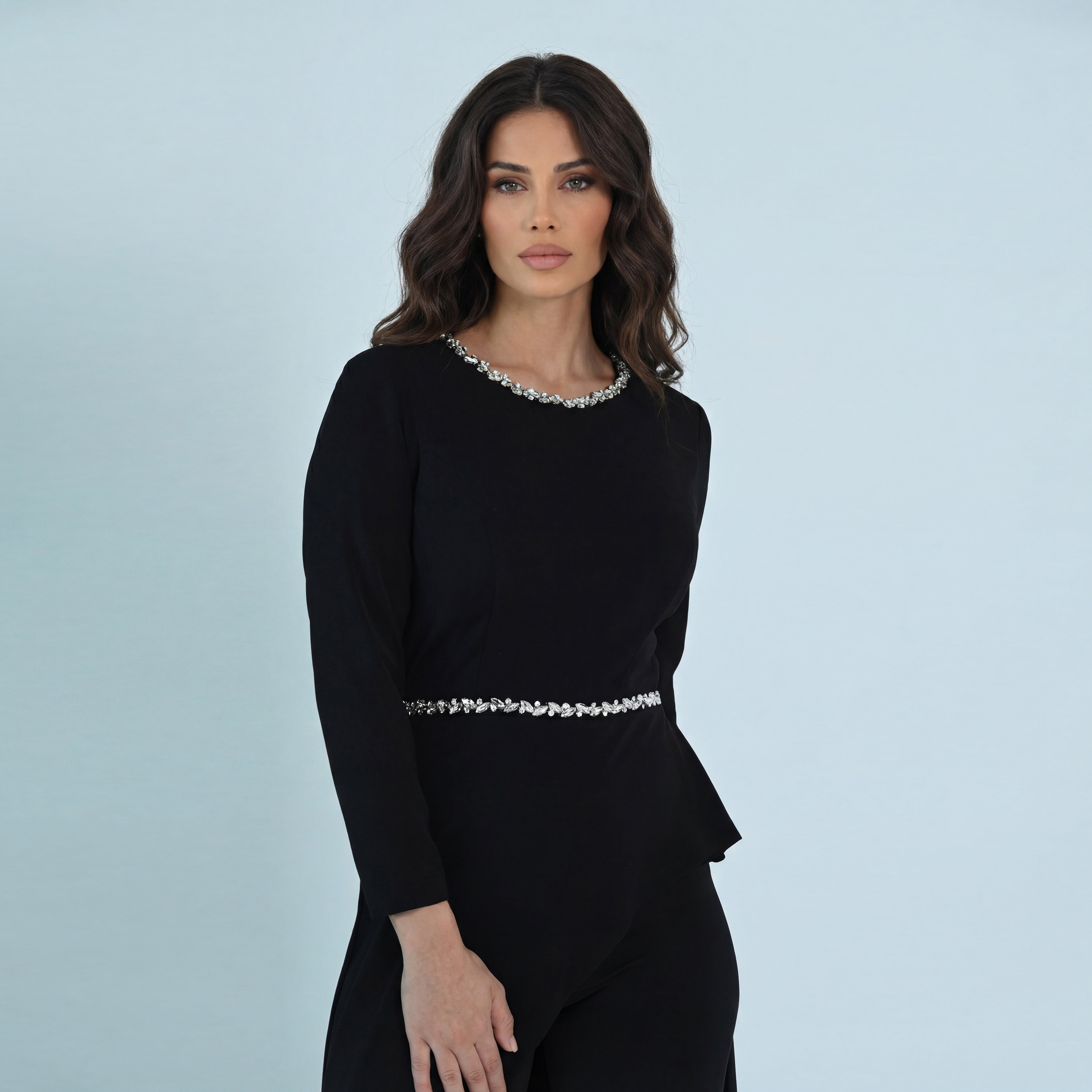 Akadia Crystal Work Crepe Curved Evening Women's Jumpsuit-women-clothing-jumpsuits-image-12