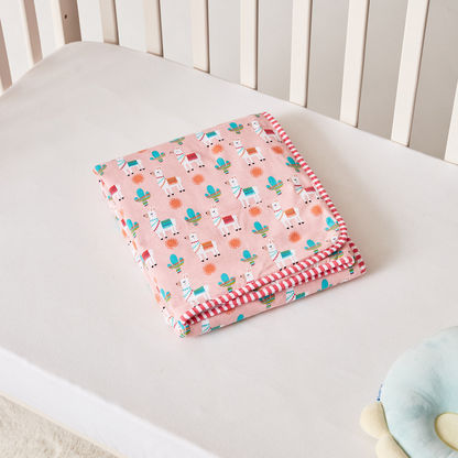 Juniors Llama Print Oversized Receiving Blanket - 80x100 cms-Baby Bedding-image-3