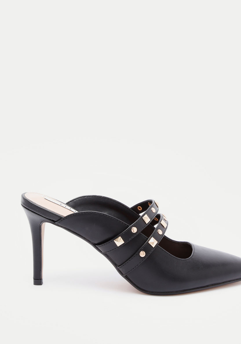 ELLE Women's Embellished Slip-On Mules with Stiletto Heels-Women%27s Heel Shoes-image-0