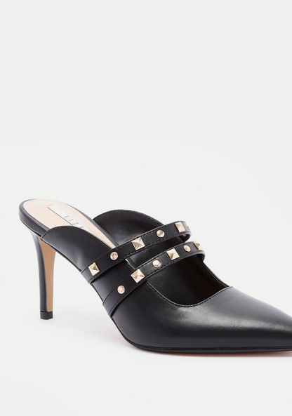 ELLE Women's Embellished Slip-On Mules with Stiletto Heels-Women%27s Heel Shoes-image-1