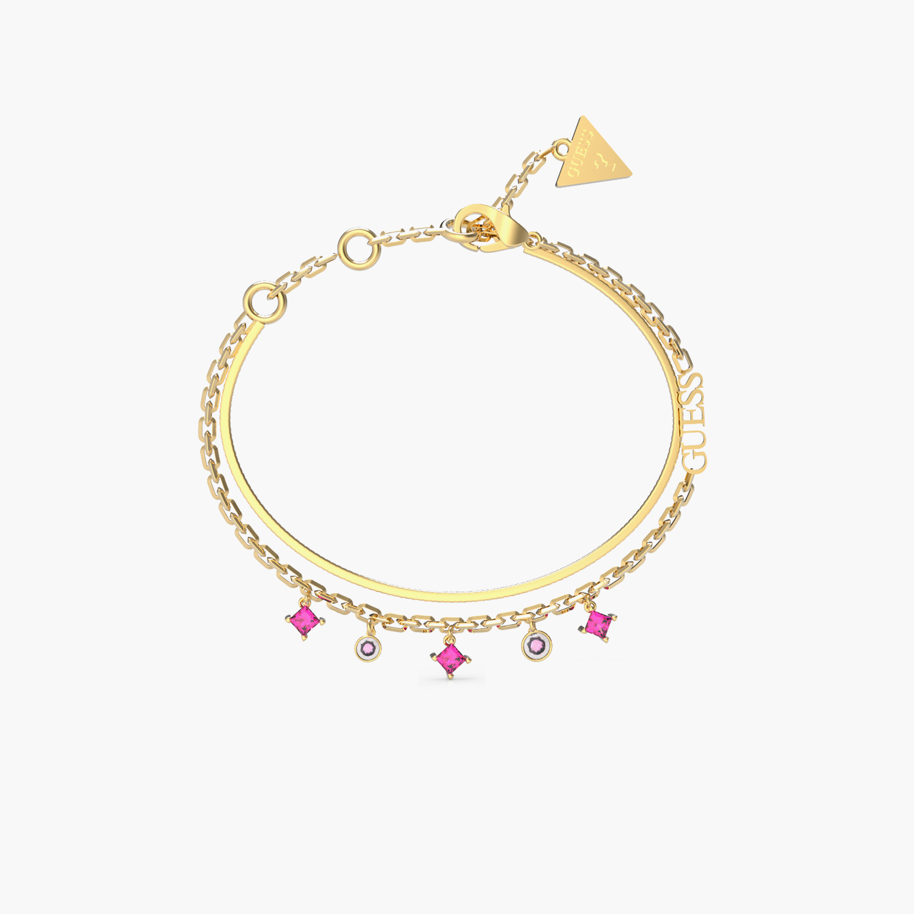 غيس- سوار نسائي دلايات فوشيا وسلسلة مزدوجة من الفولاذ-women-watchesandjewellery-jewellery-banglesandbracelets-image-1