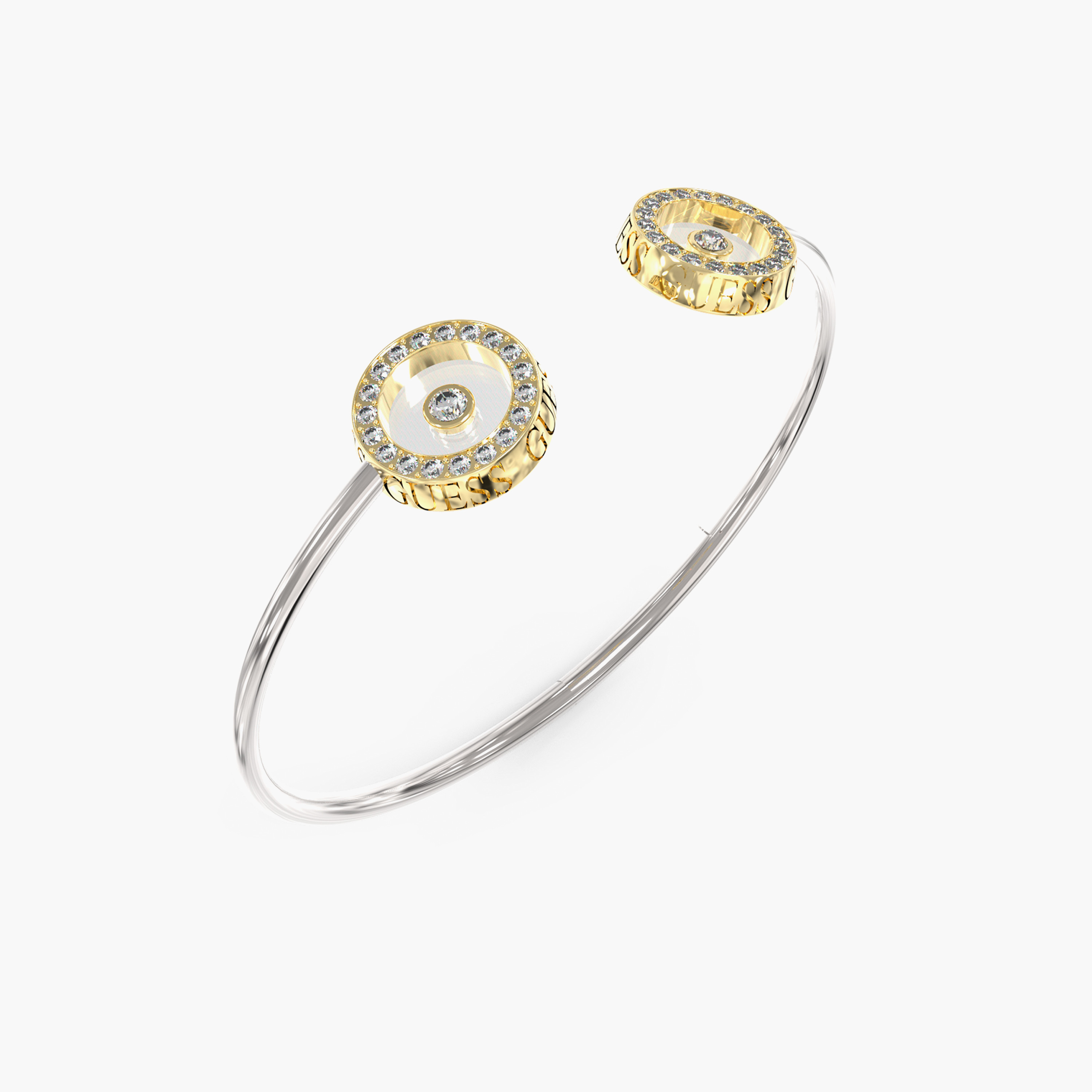 Guess Women's Pave Circle Flexi Bangle Bracelet Steel-women-watchesandjewellery-jewellery-banglesandbracelets-image-1