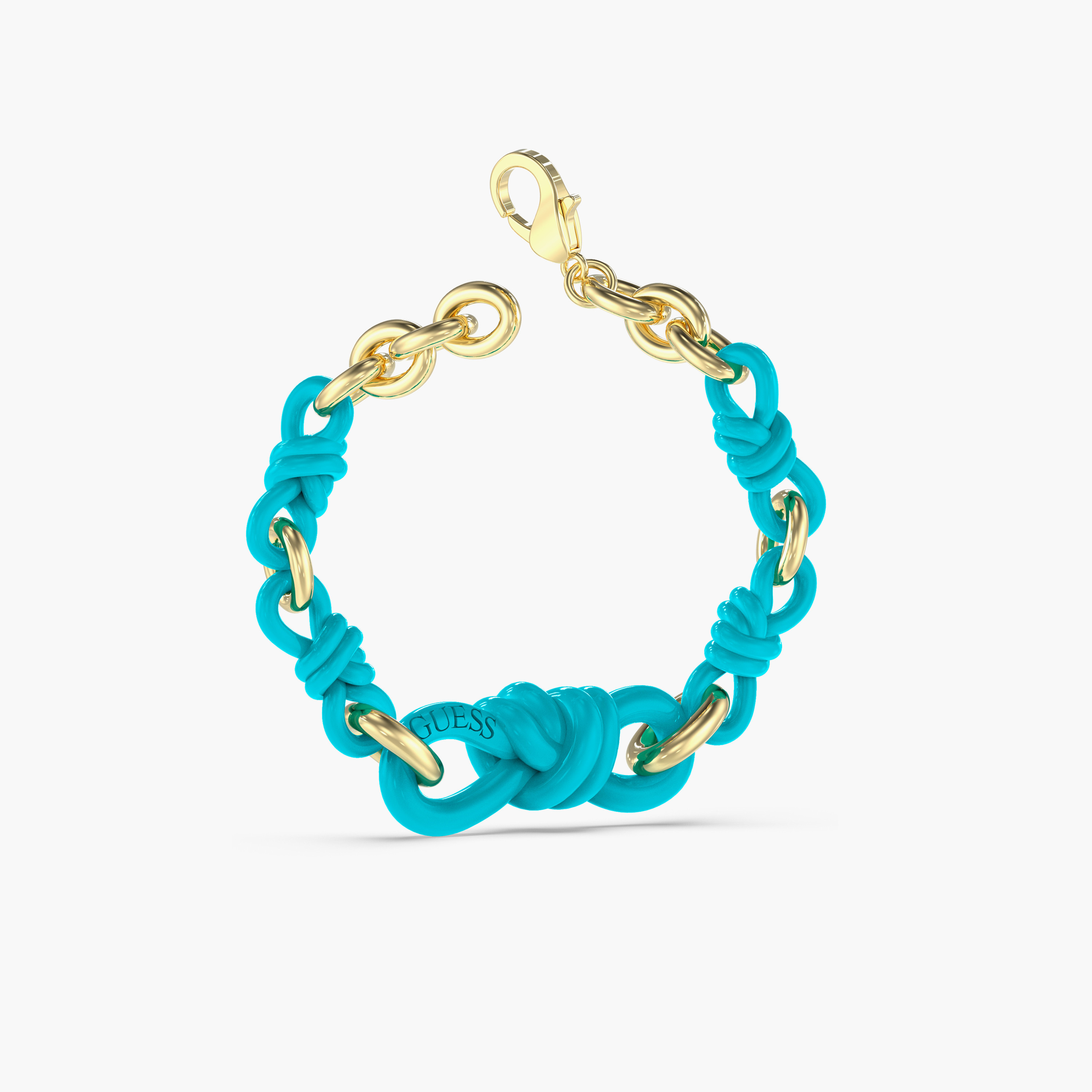 غيس- سوار نسائي من الفولاذ بعقدة متعددة باللون الذهبي والفيروزي-women-watchesandjewellery-jewellery-banglesandbracelets-image-1