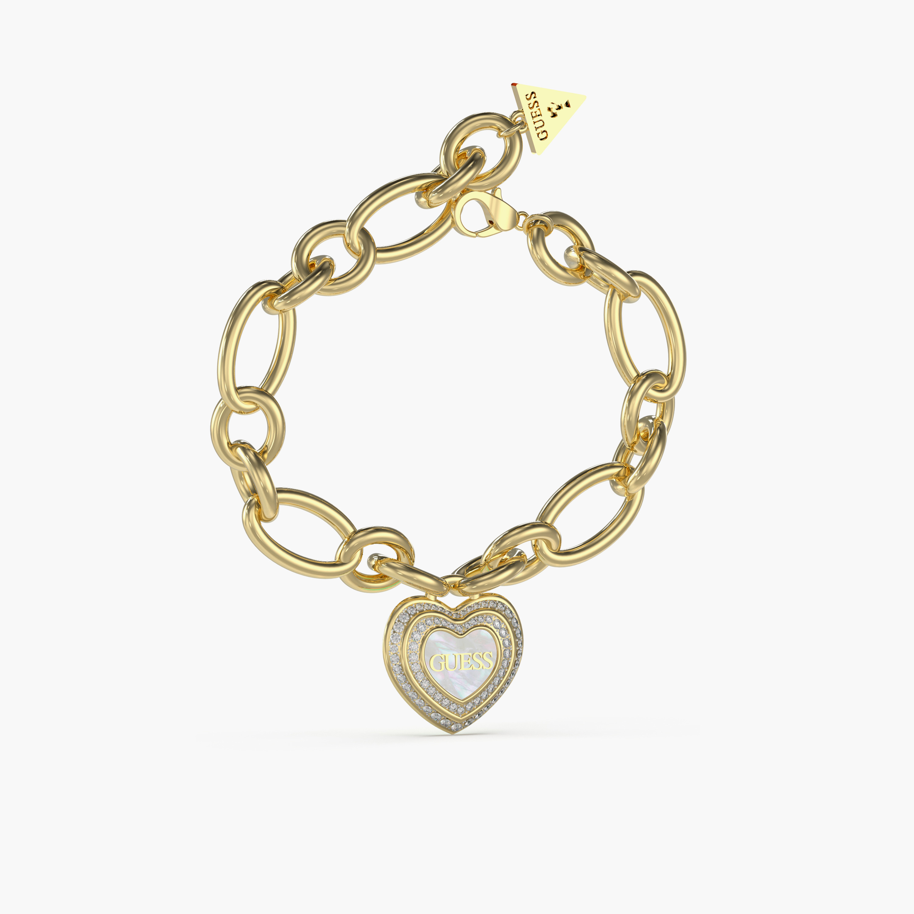 Guess Women's Mother of Pearl And Crystal Heart Bracelet Steel-women-watchesandjewellery-jewellery-banglesandbracelets-image-1