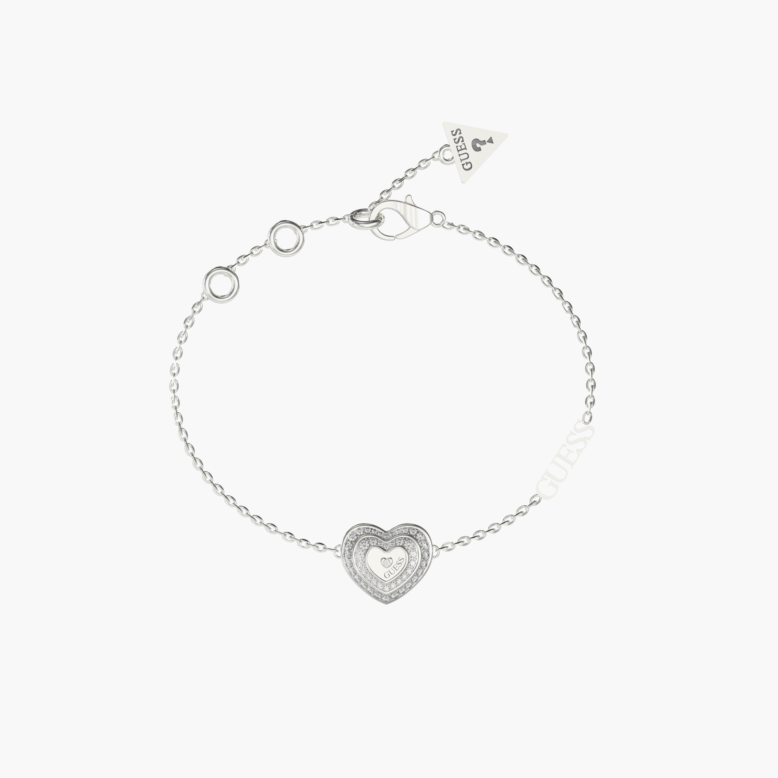 Guess Women's Crystal Mini Heart Bracelet Steel-women-watchesandjewellery-jewellery-banglesandbracelets-image-1