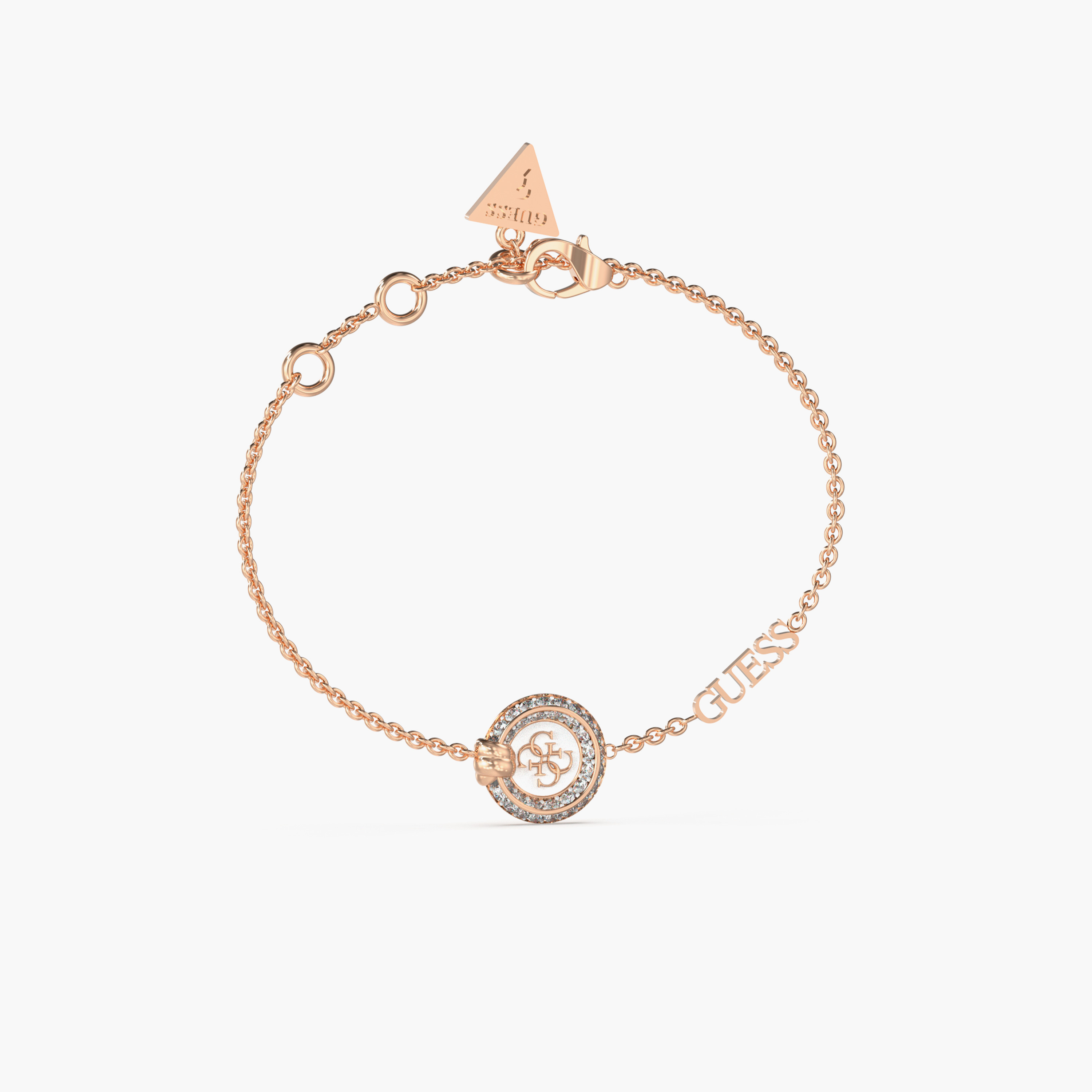 غيس- سوار نسائي من الفولاذ باللونين الأبيض والوردي بعقدة شعار 4غ-women-watchesandjewellery-jewellery-banglesandbracelets-image-1