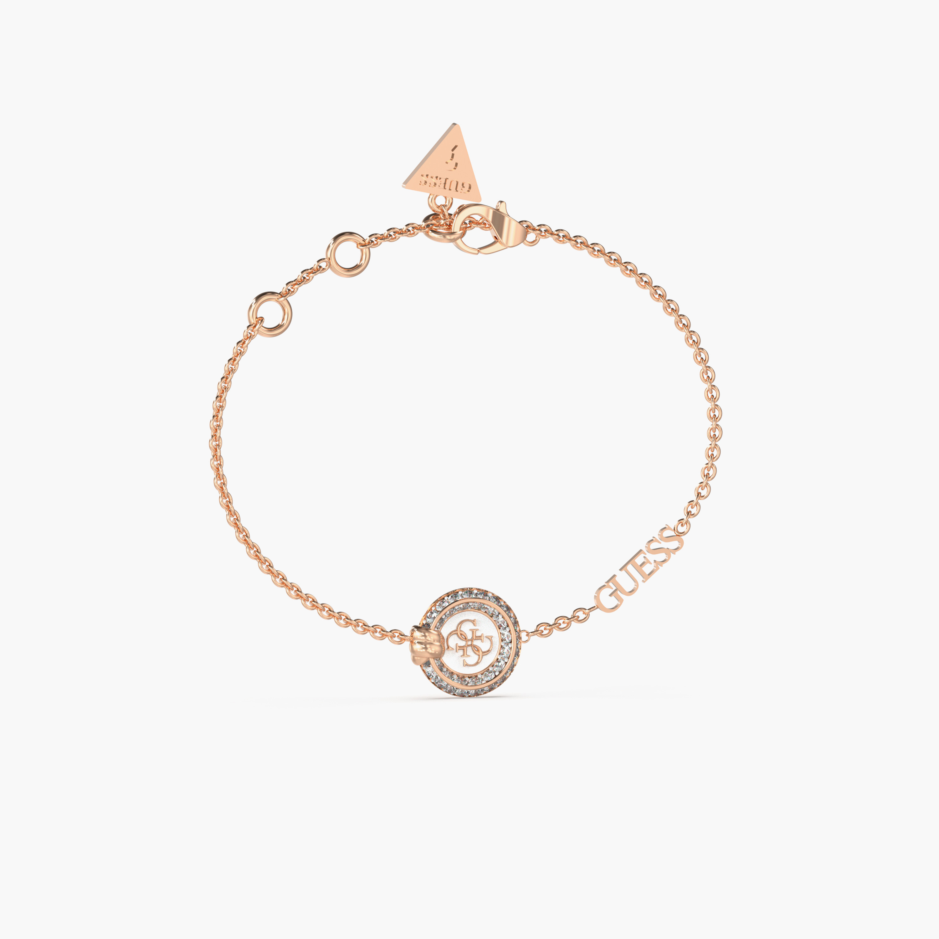 غيس- سوار نسائي من الفولاذ باللونين الأبيض والوردي بعقدة شعار 4غ-women-watchesandjewellery-jewellery-banglesandbracelets-image-1