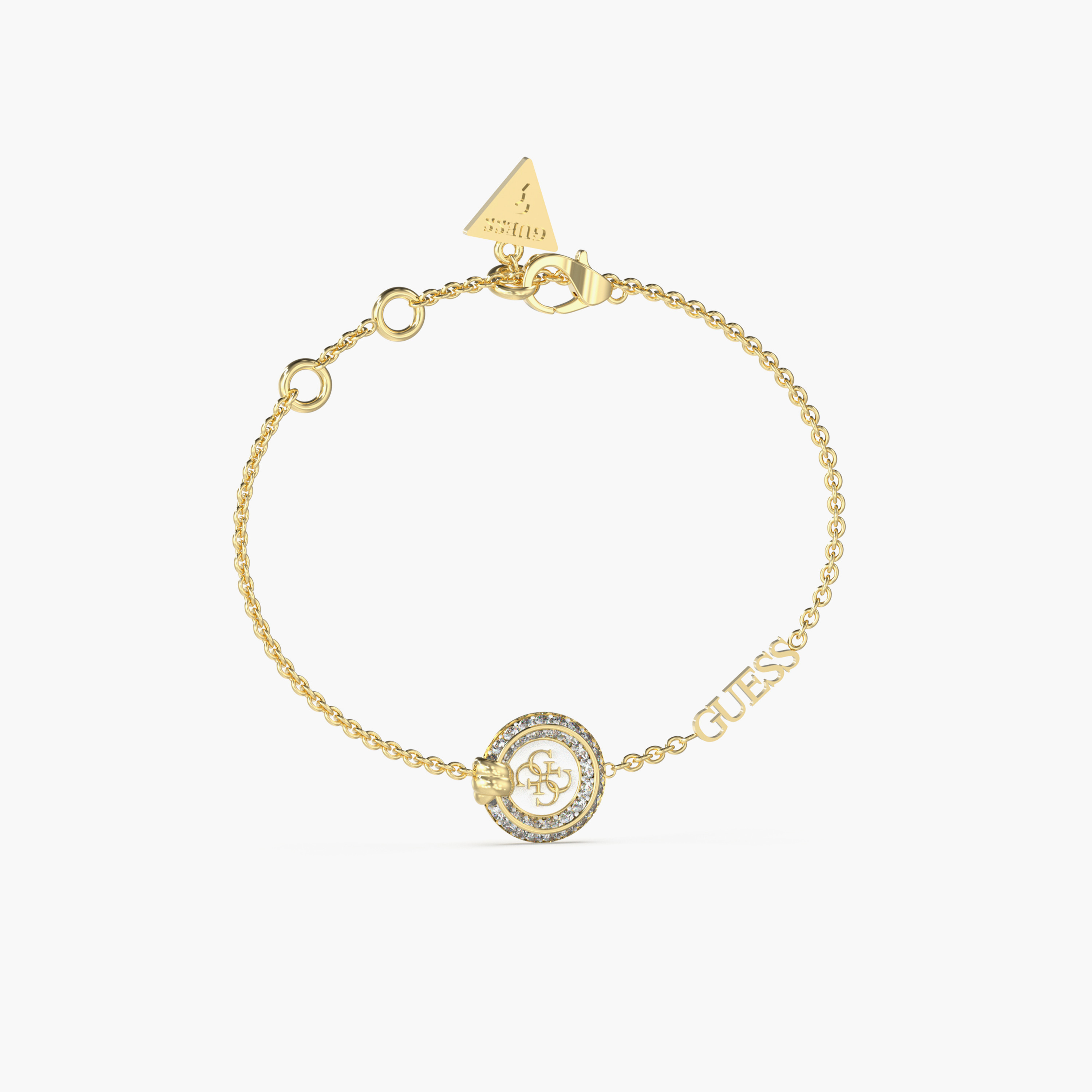 Guess Women's 4G Logo Knot Mini Gold And White Bracelet Steel-women-watchesandjewellery-jewellery-banglesandbracelets-image-1