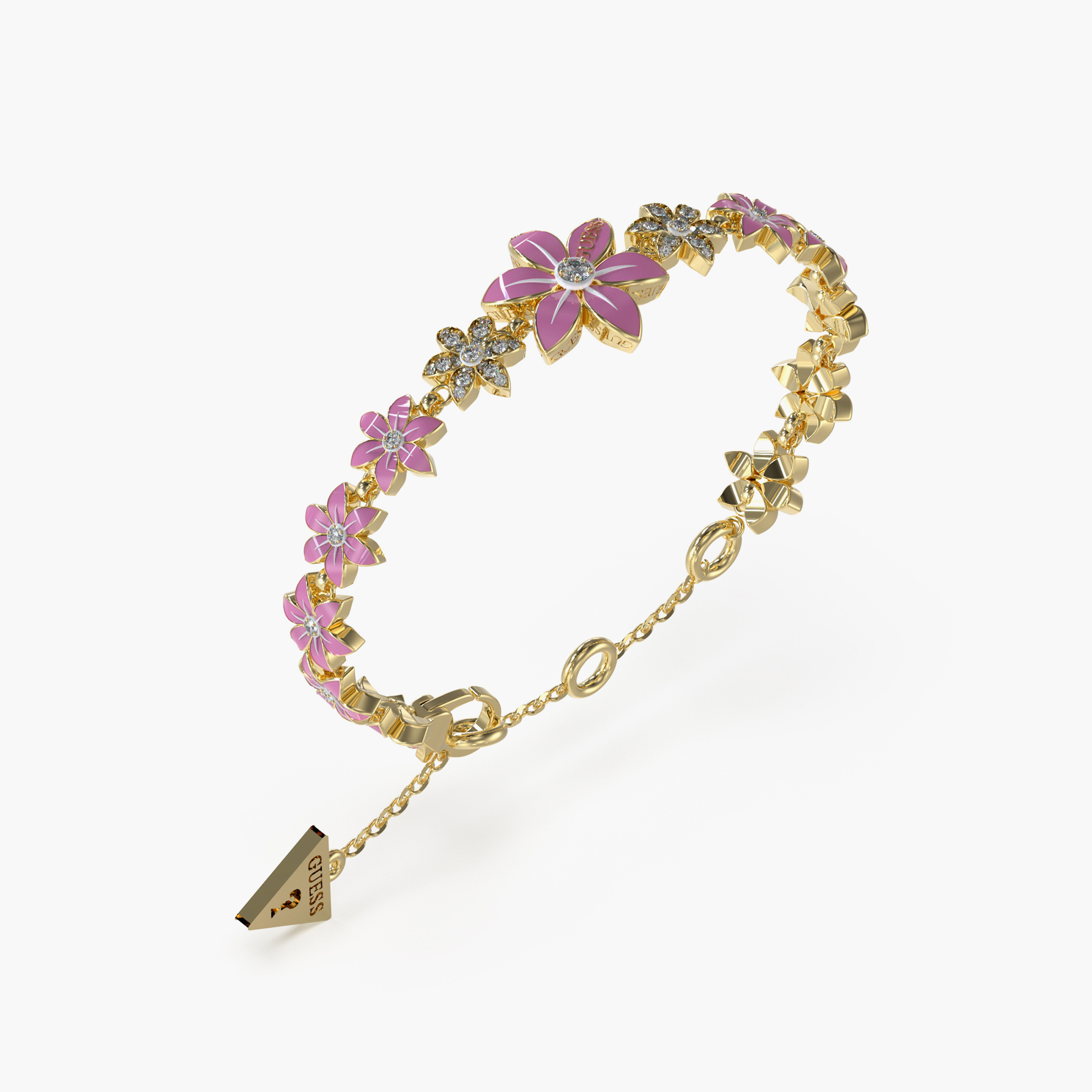 Guess White Lotus Women Gold Link Bracelet Stainless Steel | JUBB04128JWYGPKS-women-watchesandjewellery-jewellery-banglesandbracelets-image-1