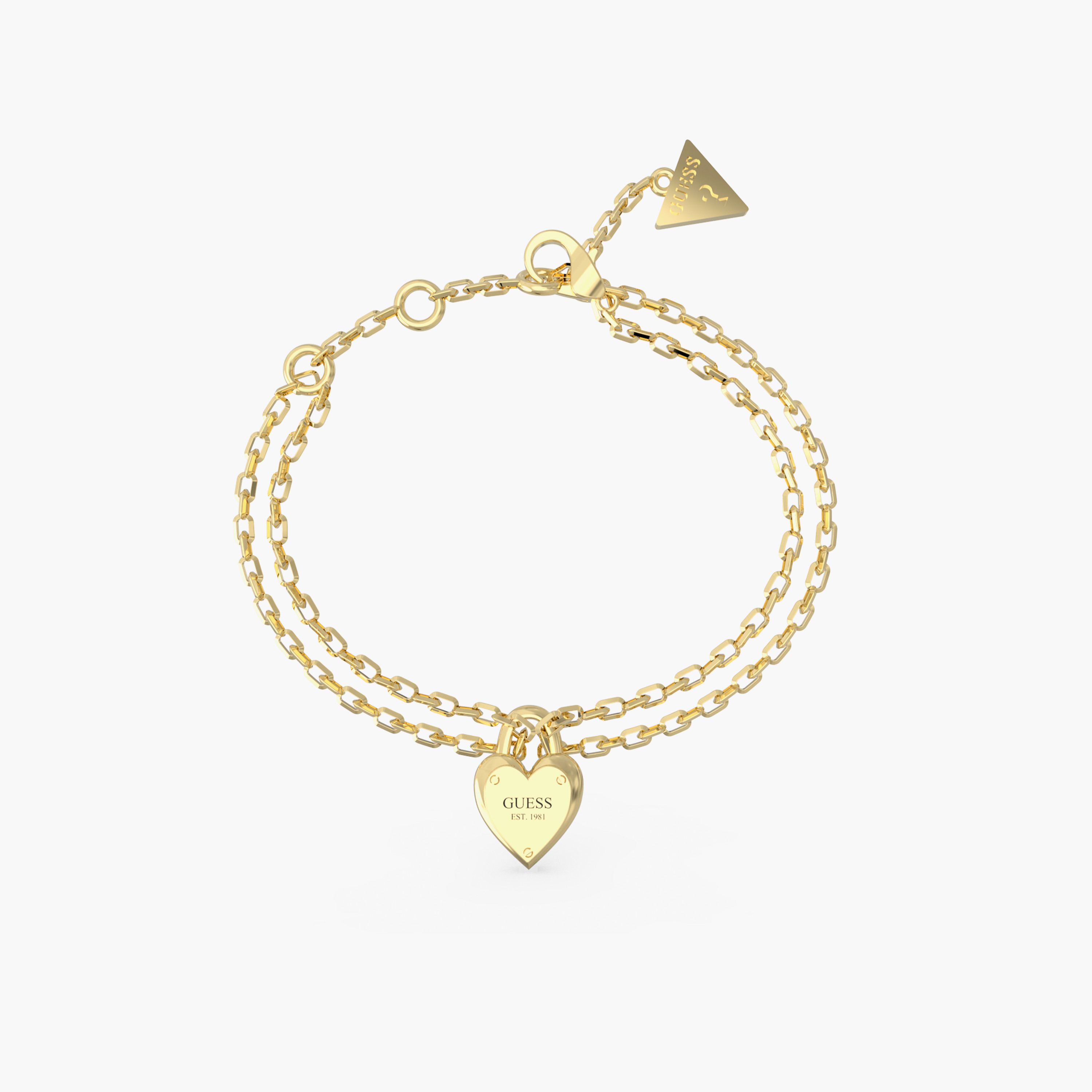 Guess Women's Mini Heart Lock Gold Bracelet Steel-women-watchesandjewellery-jewellery-banglesandbracelets-image-1