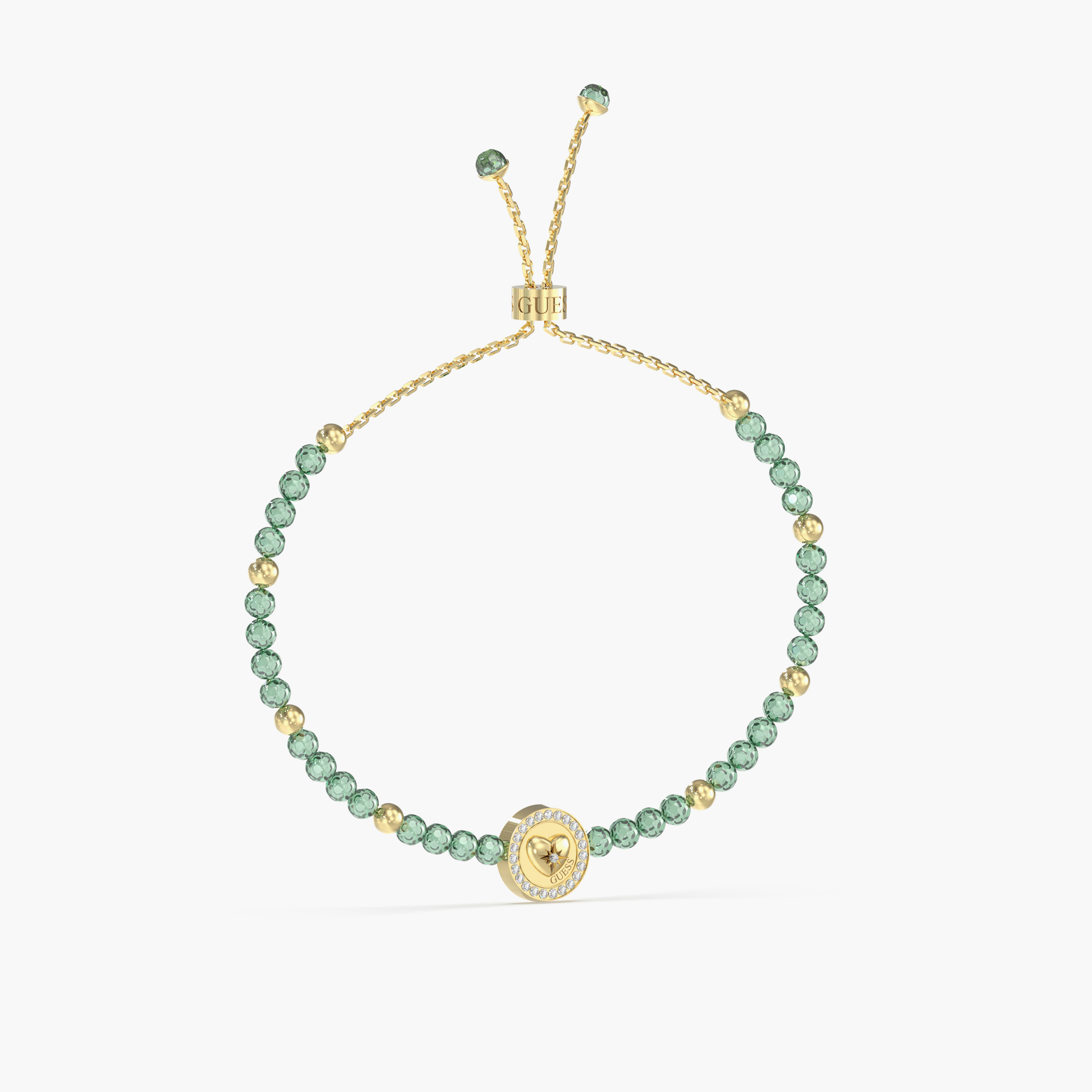 غيس- خرز ملون وسوار نسائي قلب من الفولاذ الذهبي والأخضر-women-watchesandjewellery-jewellery-banglesandbracelets-image-1