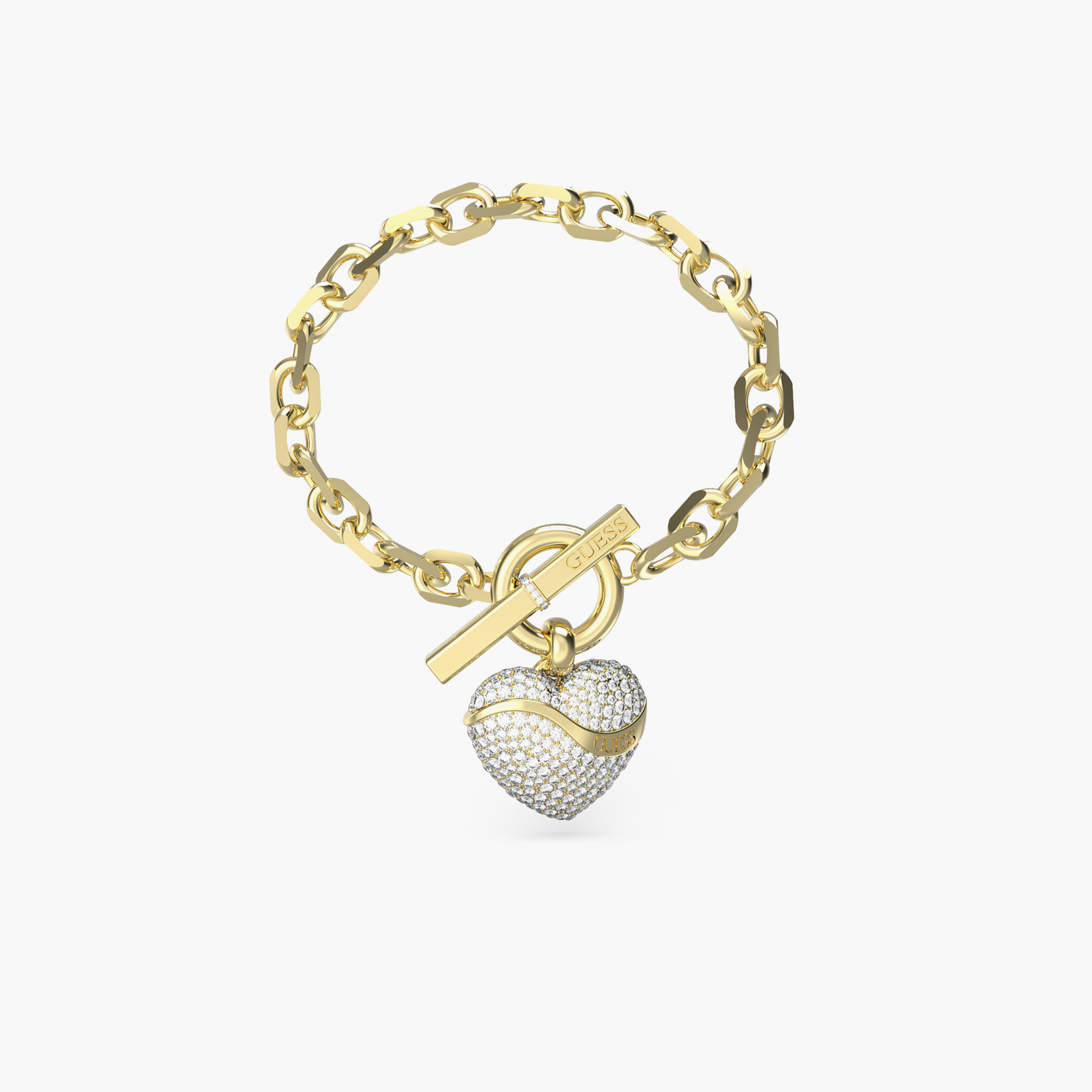 غيس- سوار نسائي تي بار قلب كريستالي ذهبي من الفولاذ-women-watchesandjewellery-jewellery-banglesandbracelets-image-1