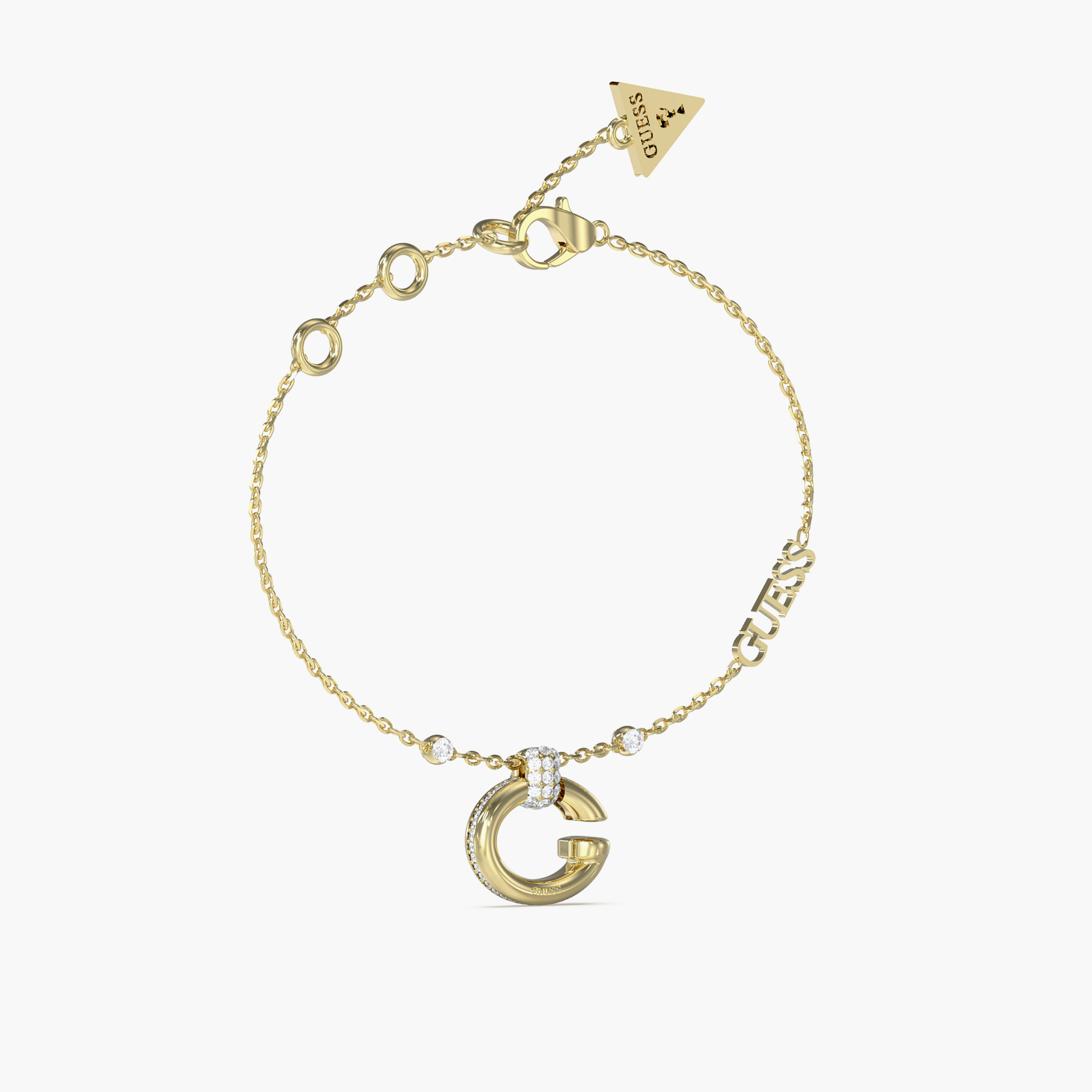 Guess Women's G Logo & Crystal Charm Gold Bracelet Steel-women-watchesandjewellery-jewellery-banglesandbracelets-image-1