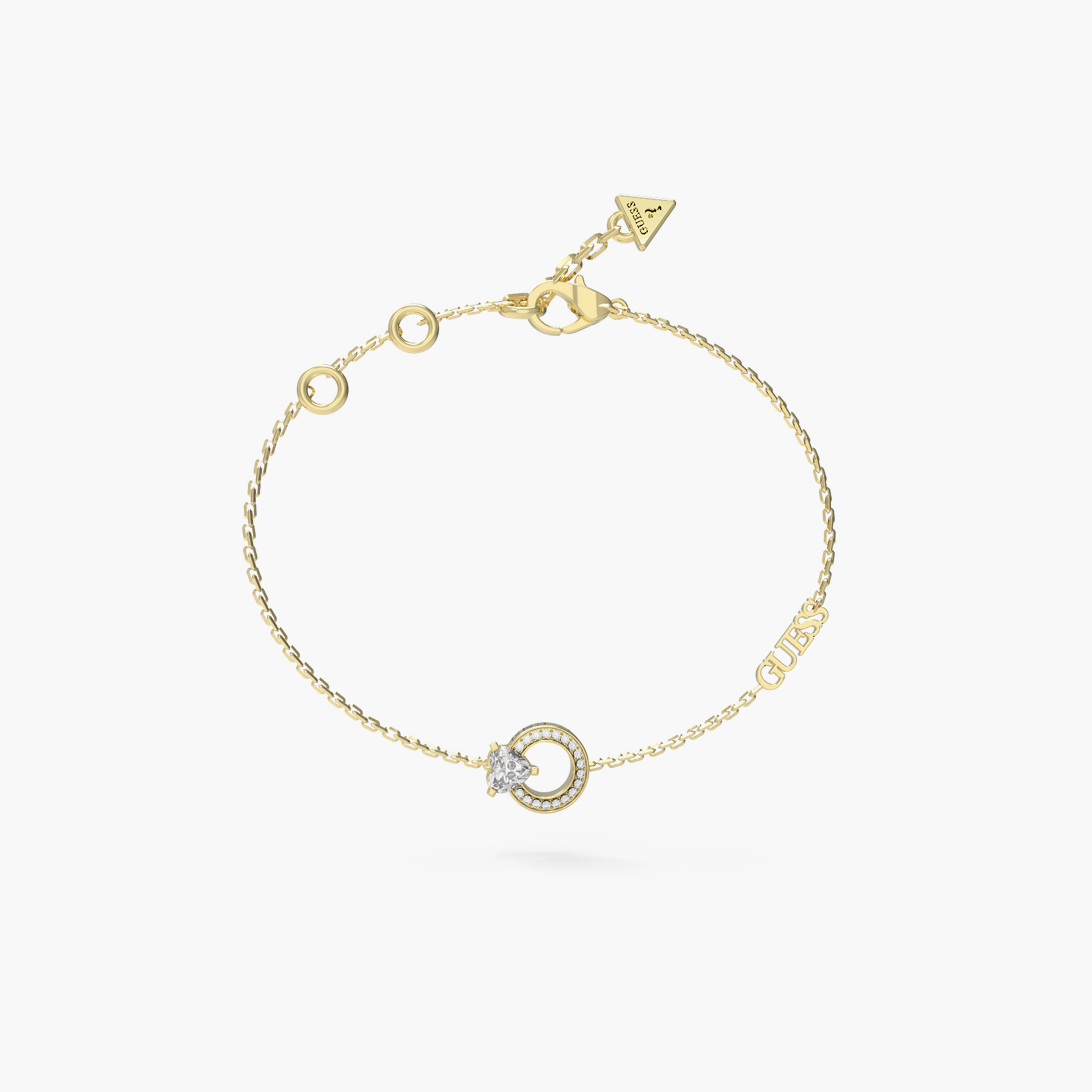 Guess Women's 16-18" Heart Crystal Circle Gold Bracelet Steel-women-watchesandjewellery-jewellery-banglesandbracelets-image-1
