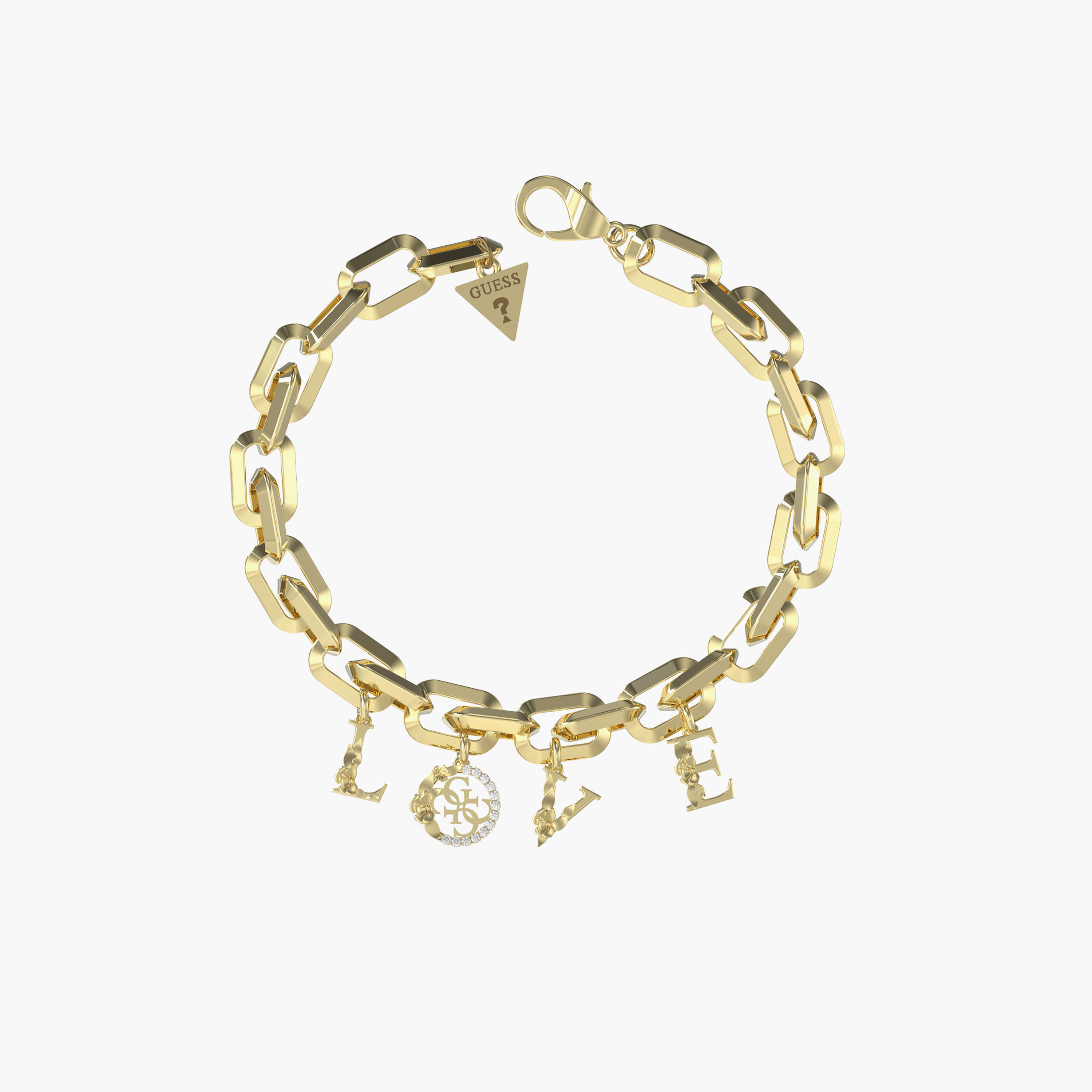 Guess Women's Love & Flowers Chain Gold Bracelet Steel-women-watchesandjewellery-jewellery-banglesandbracelets-image-1