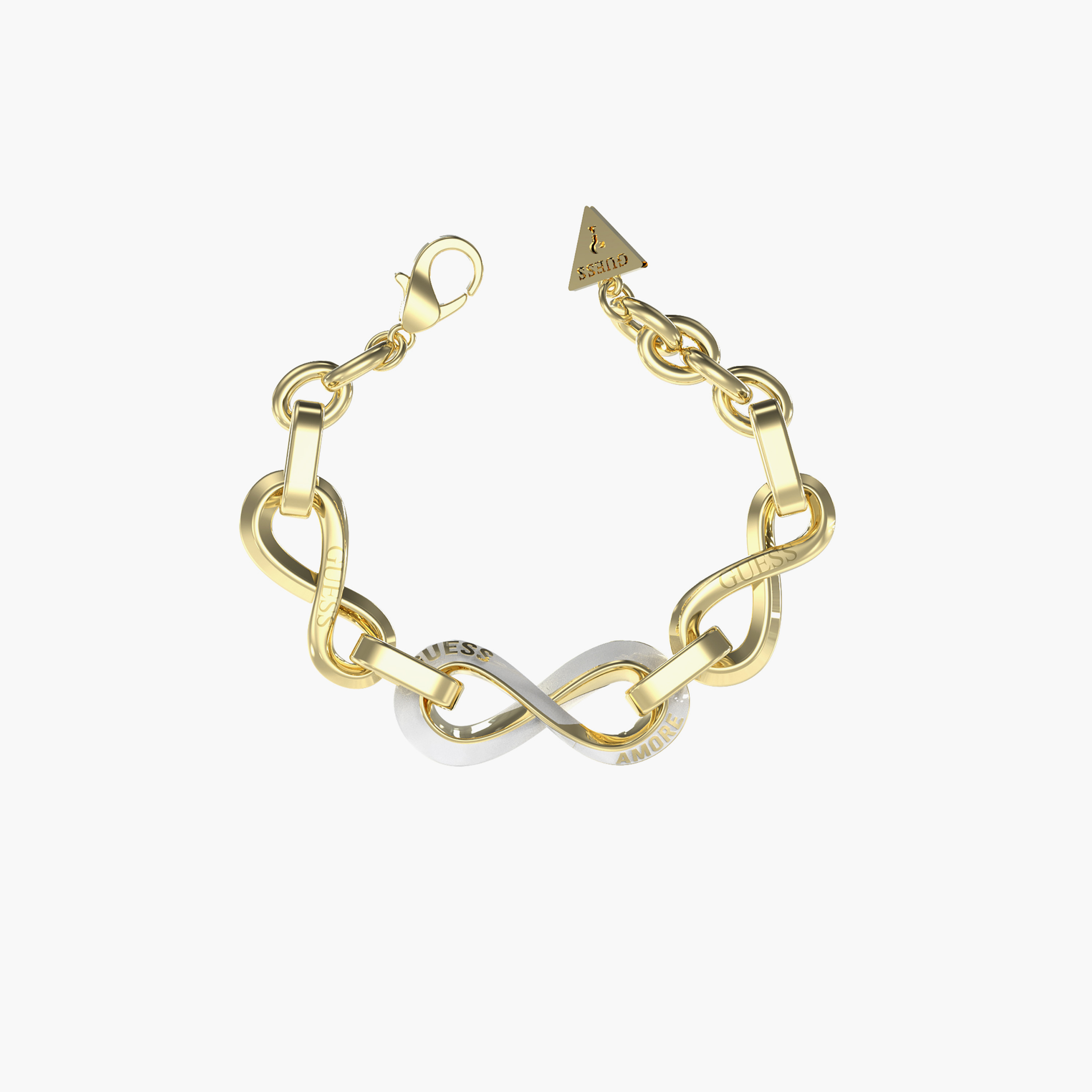 Guess Women's 35 MM Infinity Links Gold And White Bracelet Steel-women-watchesandjewellery-jewellery-banglesandbracelets-image-1