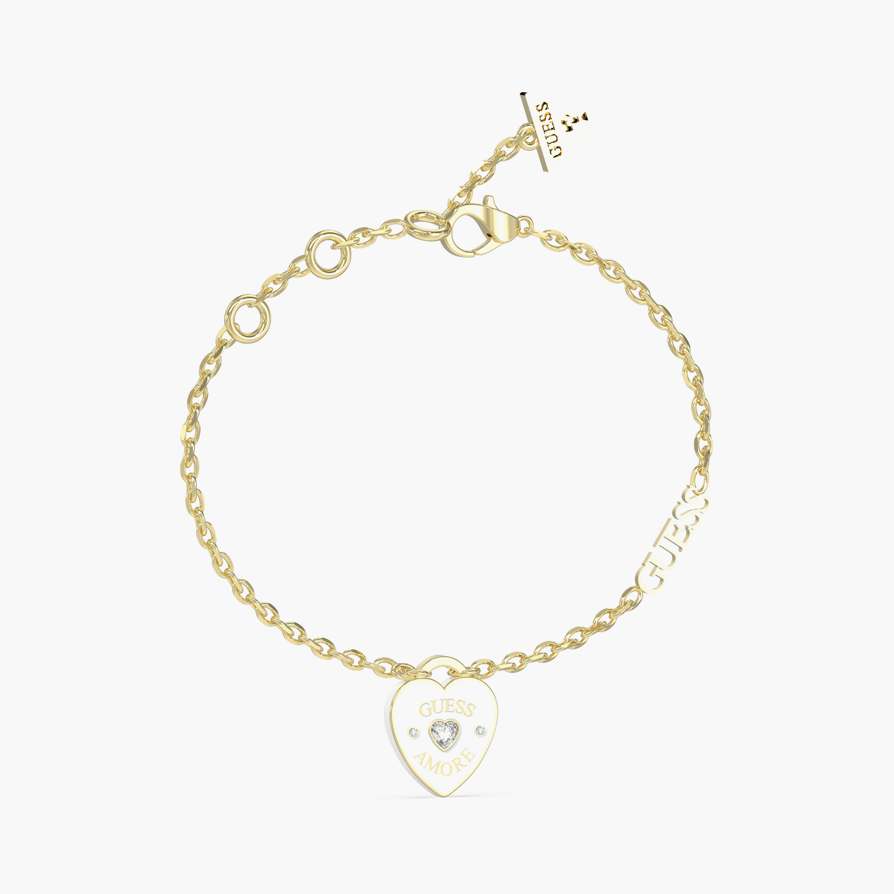 Guess Amore Women Heart Charm Bracelet Stainless Steel | JUBB05053-women-watchesandjewellery-jewellery-banglesandbracelets-image-3
