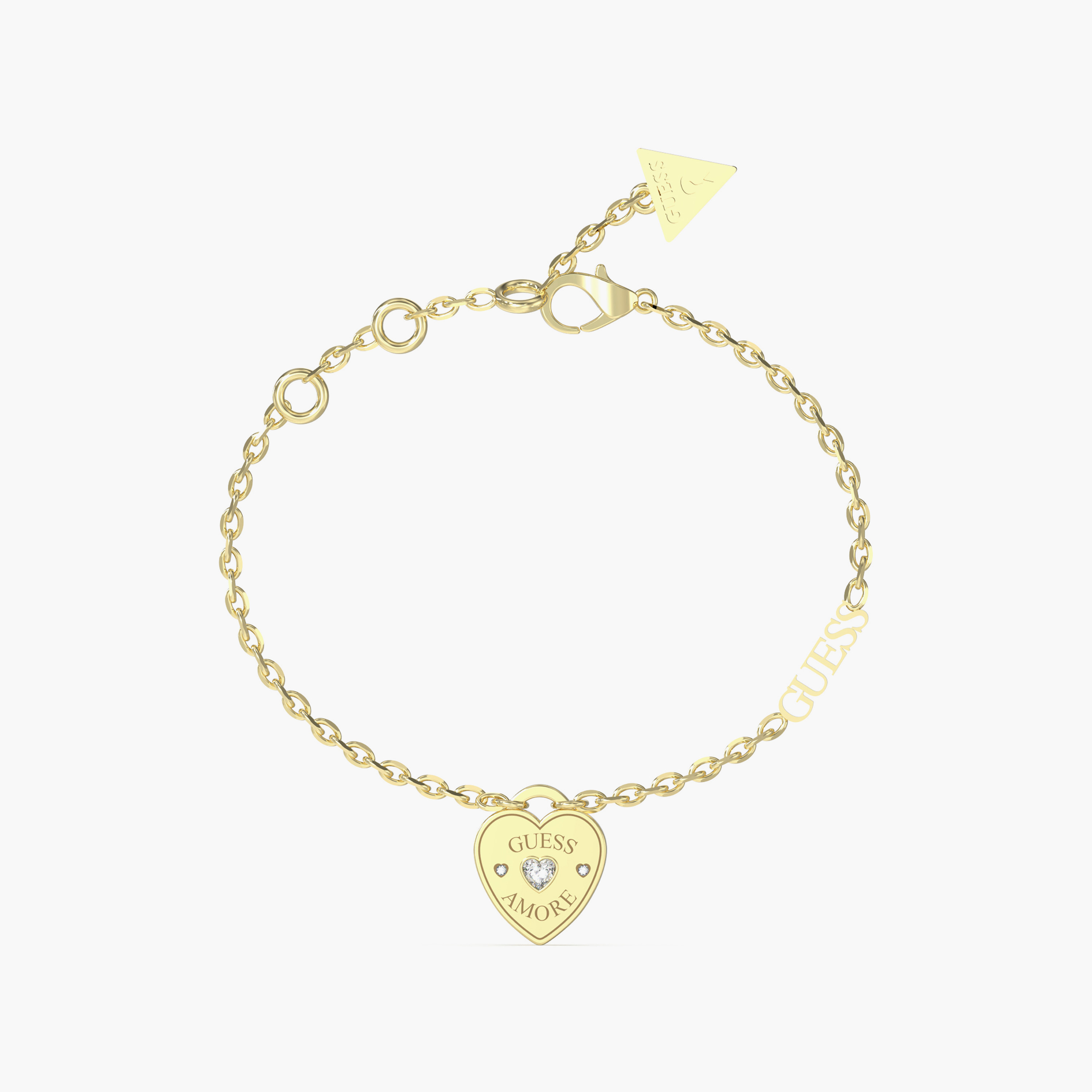 Guess Amore Women Gold Heart Charm Bracelet Stainless Steel | JUBB05057JWYGL-women-watchesandjewellery-jewellery-banglesandbracelets-image-1
