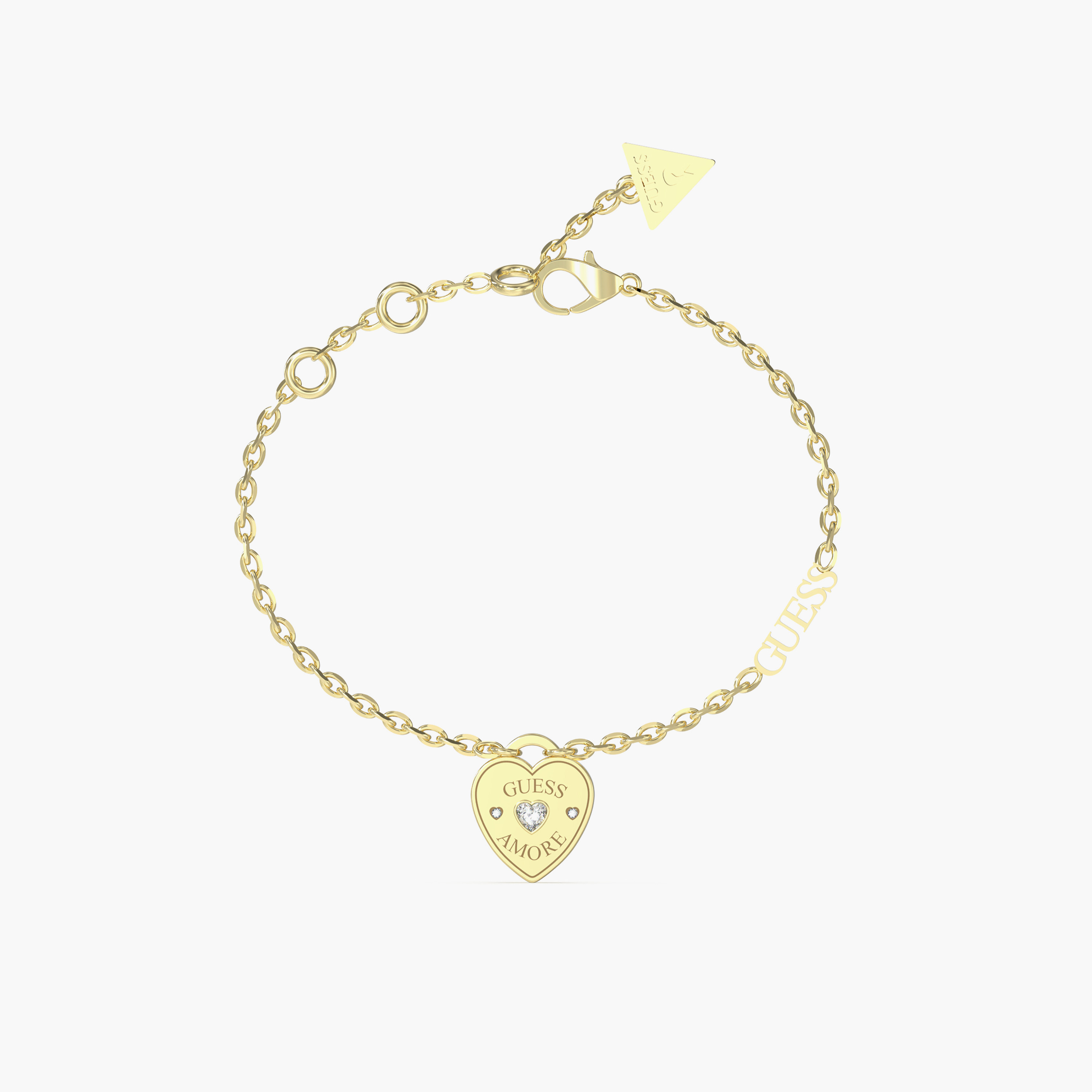 Guess Women's 14 MM Heart Charm Gold Bracelet Steel-women-watchesandjewellery-jewellery-banglesandbracelets-image-1