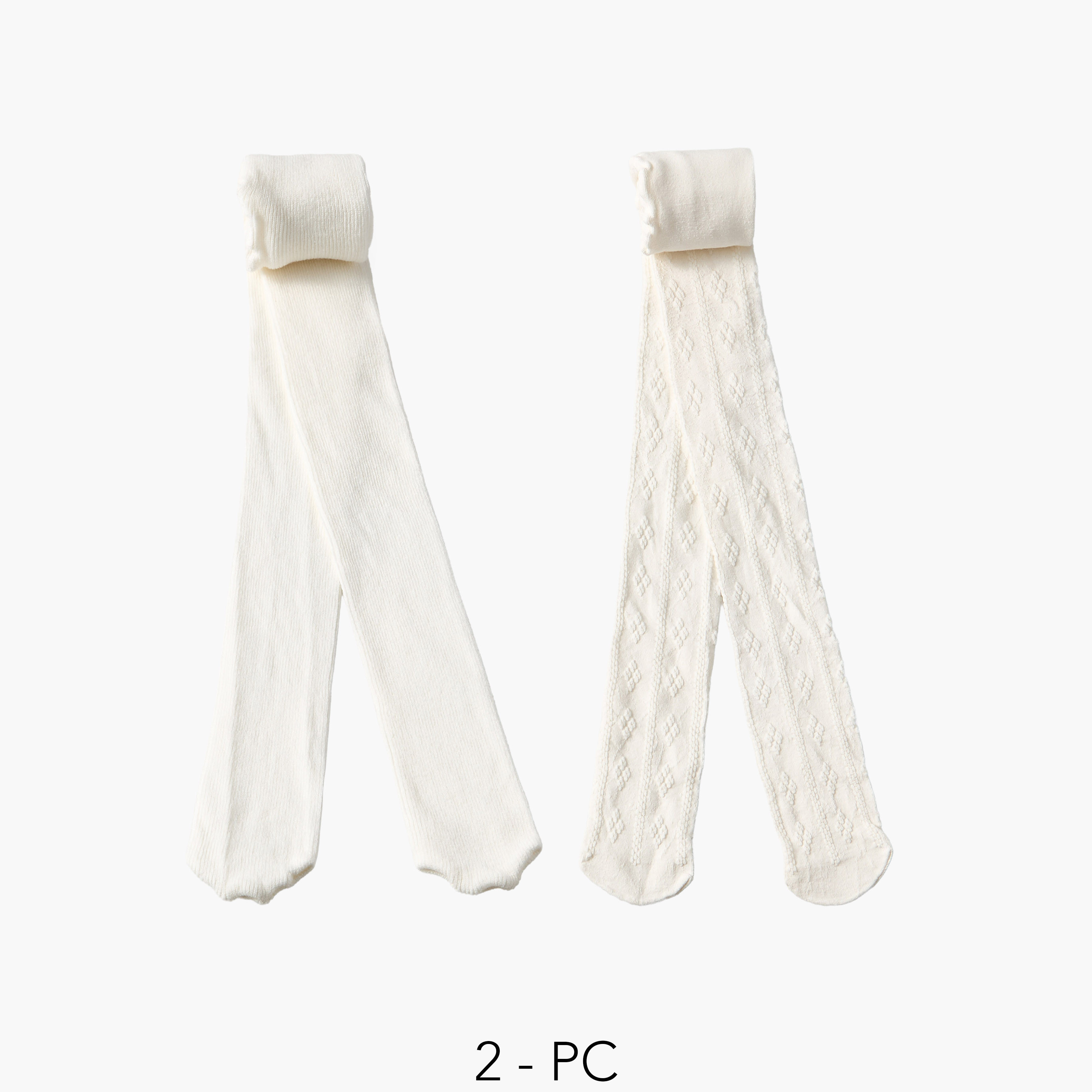 Pack of 2 Celeste Girls Tights with Textured Design-girls-accessories-socks-image-1
