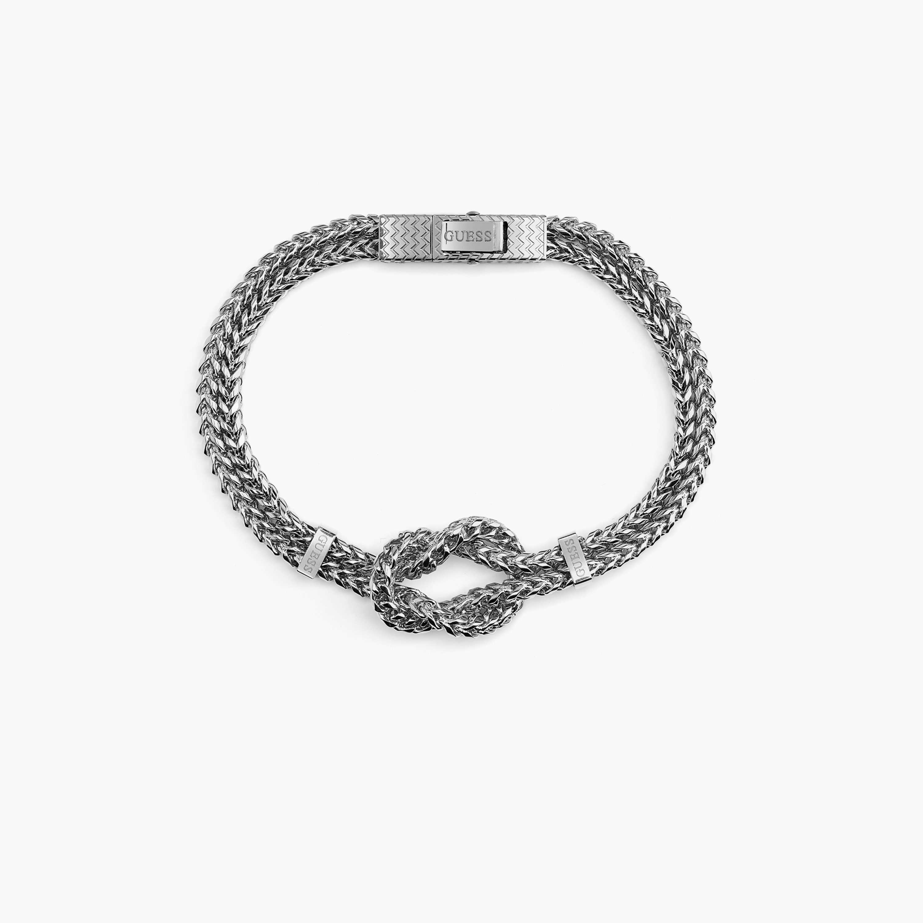 غيس- سوار رجالي من الفولاذ بسلسلة معقودة فضية-men-watchesandjewellery-bracelets-image-1