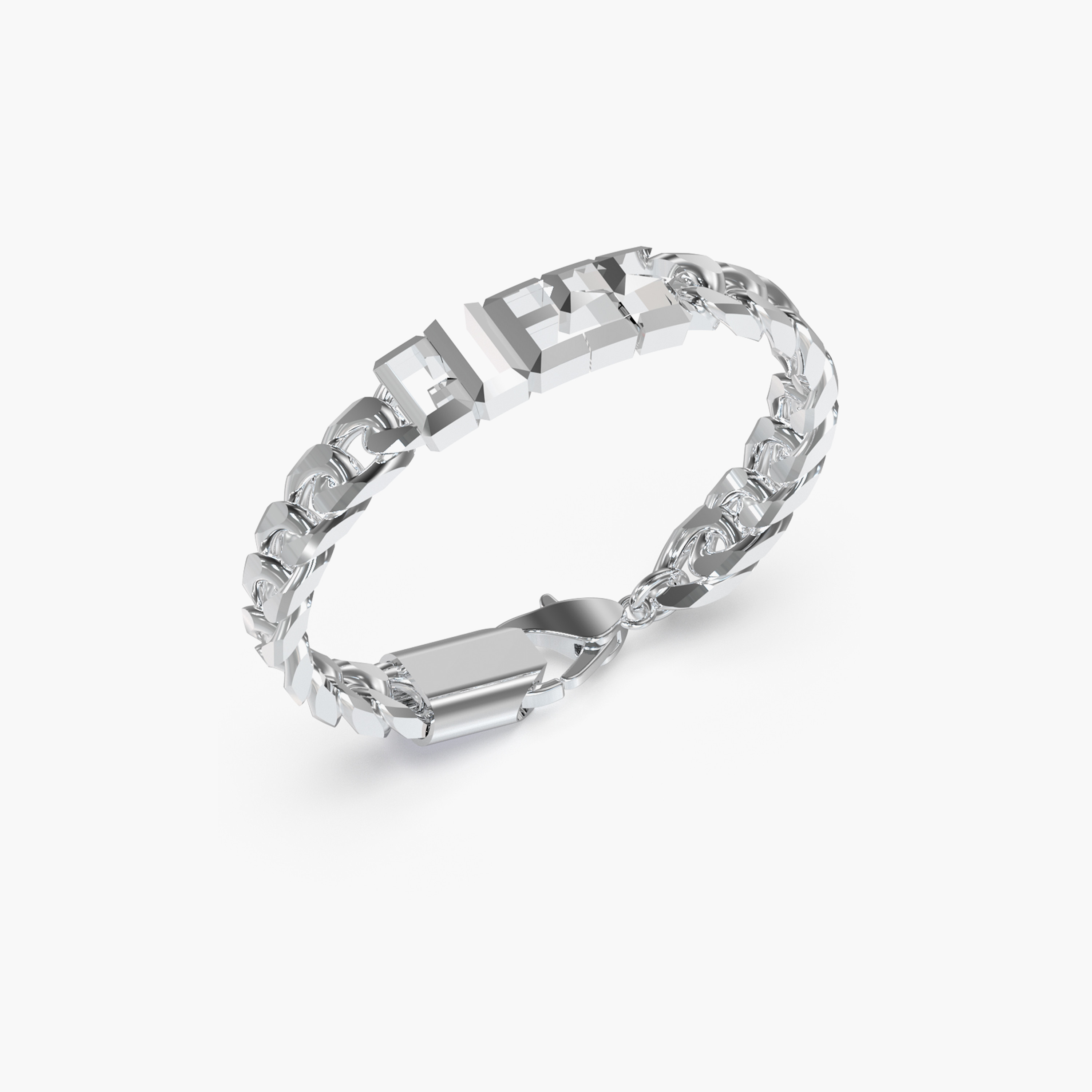 غيس- سوار رجالي فولاذ فضي بسلسلة 7 مم بشعار-men-watchesandjewellery-bracelets-image-1
