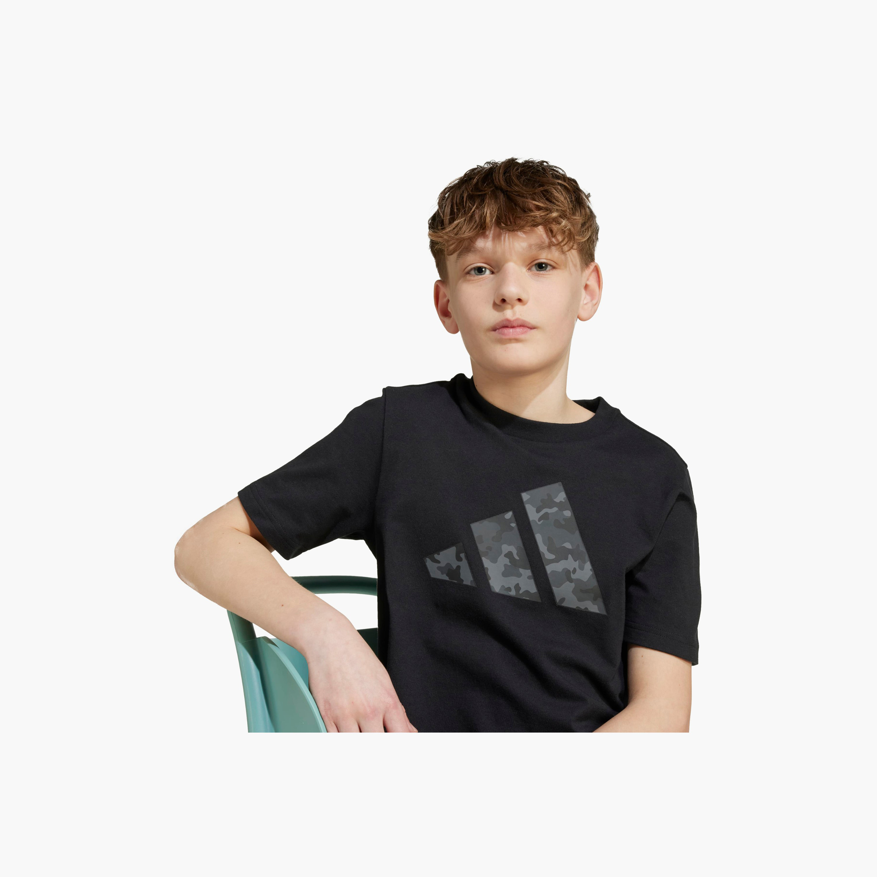 adidas Crew Neck Short Sleeves T-shirt with Logo Print-boys-clothing-sportswear-tops-image-5