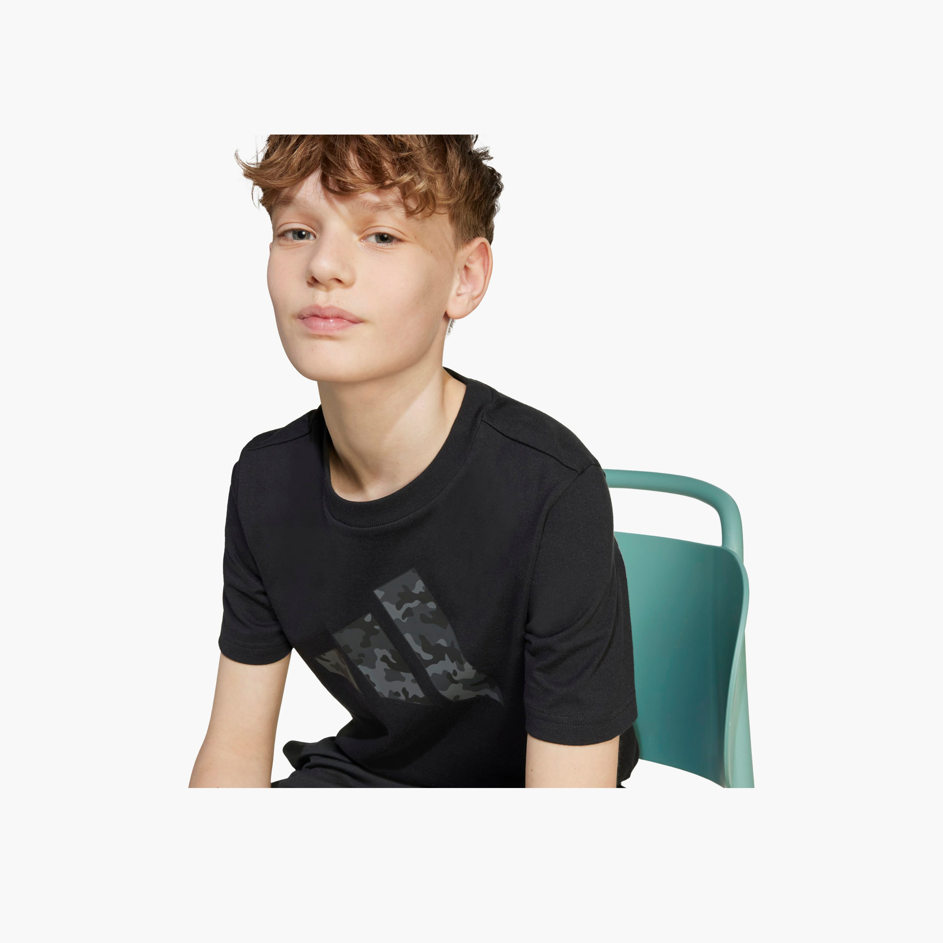 adidas Crew Neck Short Sleeves T-shirt with Logo Print-boys-clothing-sportswear-tops-image-6